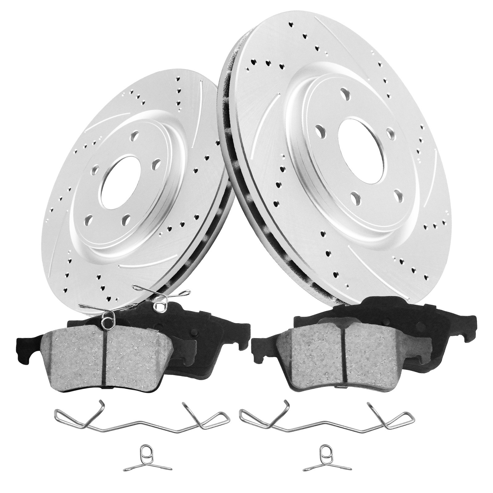 Front & Rear Disc Rotors Ceramic Brake Pads for 2005-2010 2011 2012 2013 Mazda 3