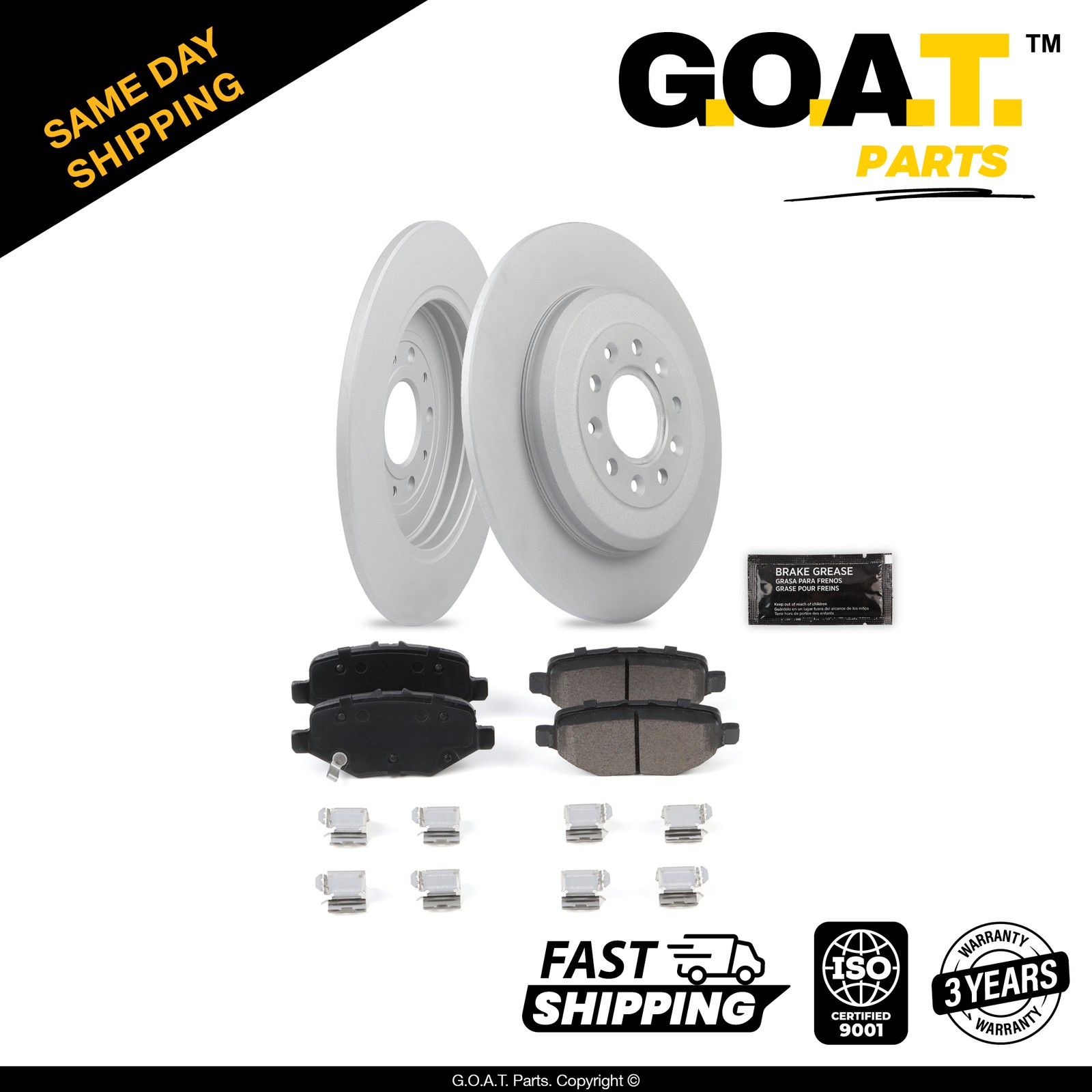 Rear Brake Disc Rotor & Brake Pad w/Hardware for 13-19 Ford Explorer Lincoln MKT