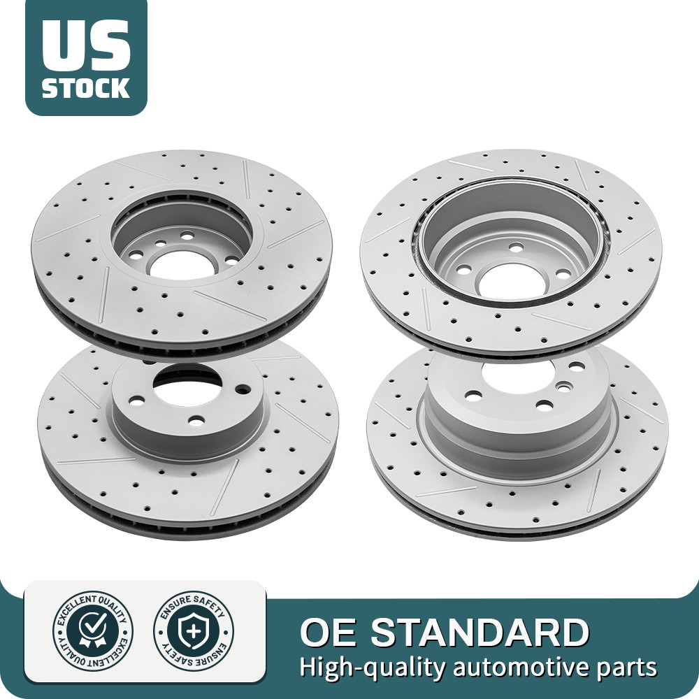 4x Front Rear Drilled and Slotted Disc Brake Rotors Set For 2011-2018 BMW X5 X6