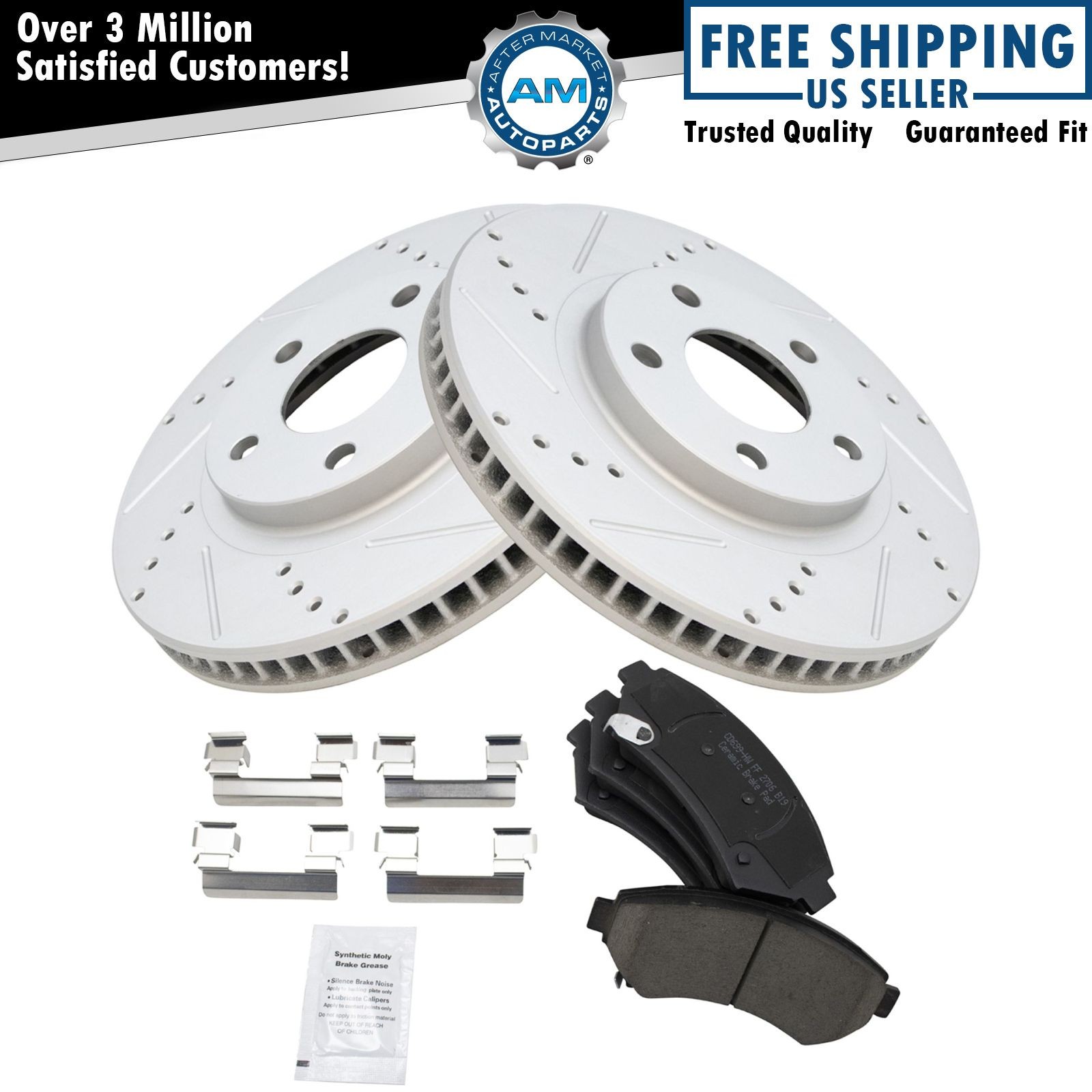 Performance Drilled Slotted Brake Rotor & Posi Ceramic Pad Front Set