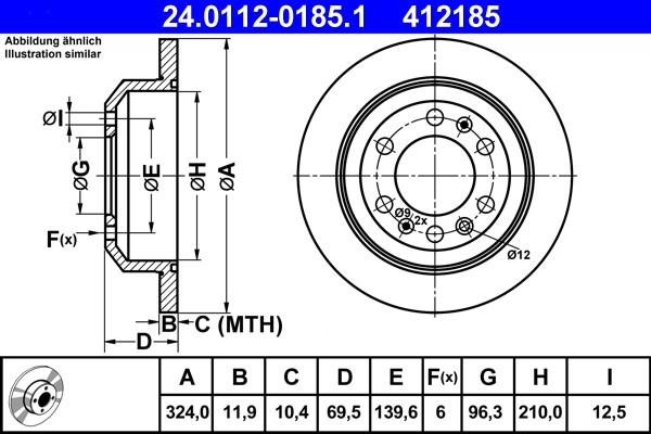 ATE 24.0112-0185.1 Brake Disc for Kia