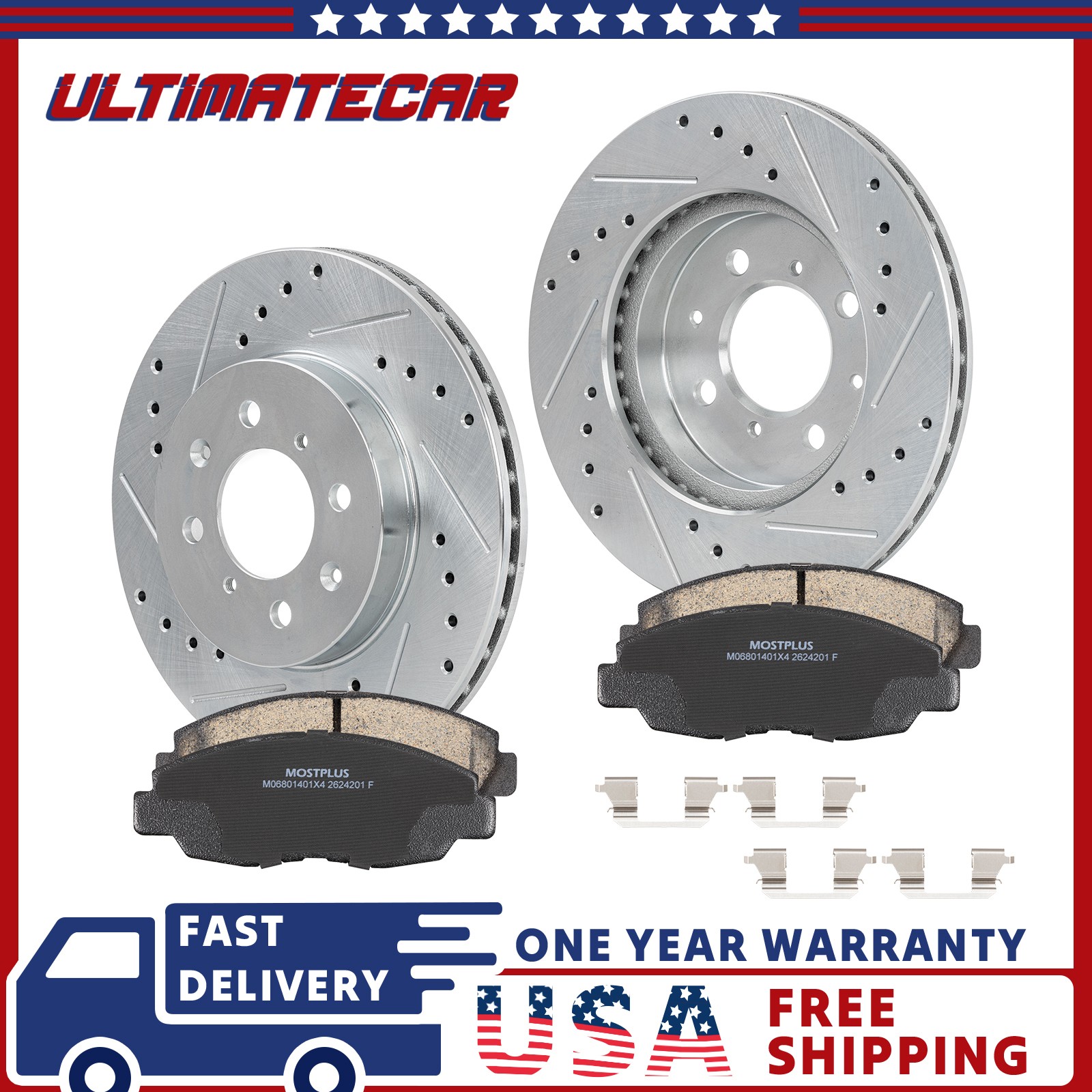 Front Drilled Brake Rotors & Brake Pads Kit For Honda Civic Insight Acura EL