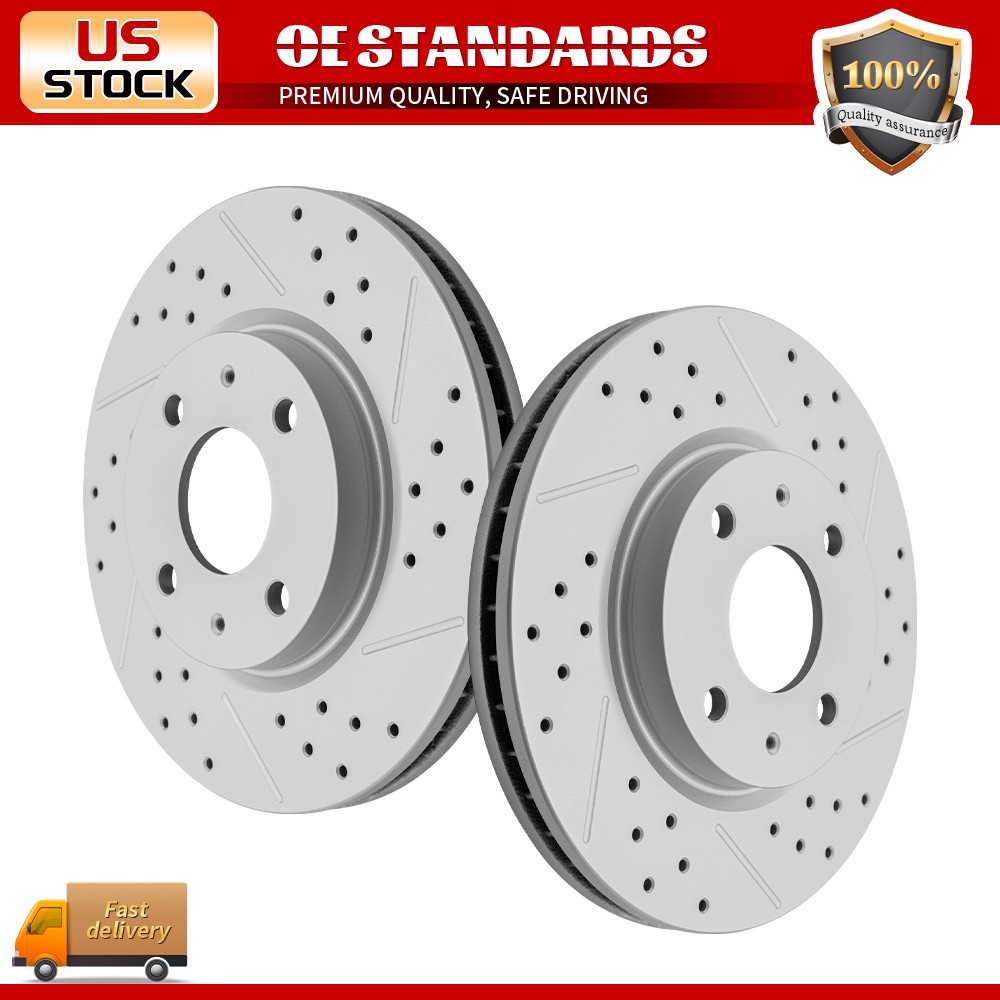 276mm Front Disc Drilled Brake Rotors for 2008 2009 2010 2011 Ford Focus 2.0L