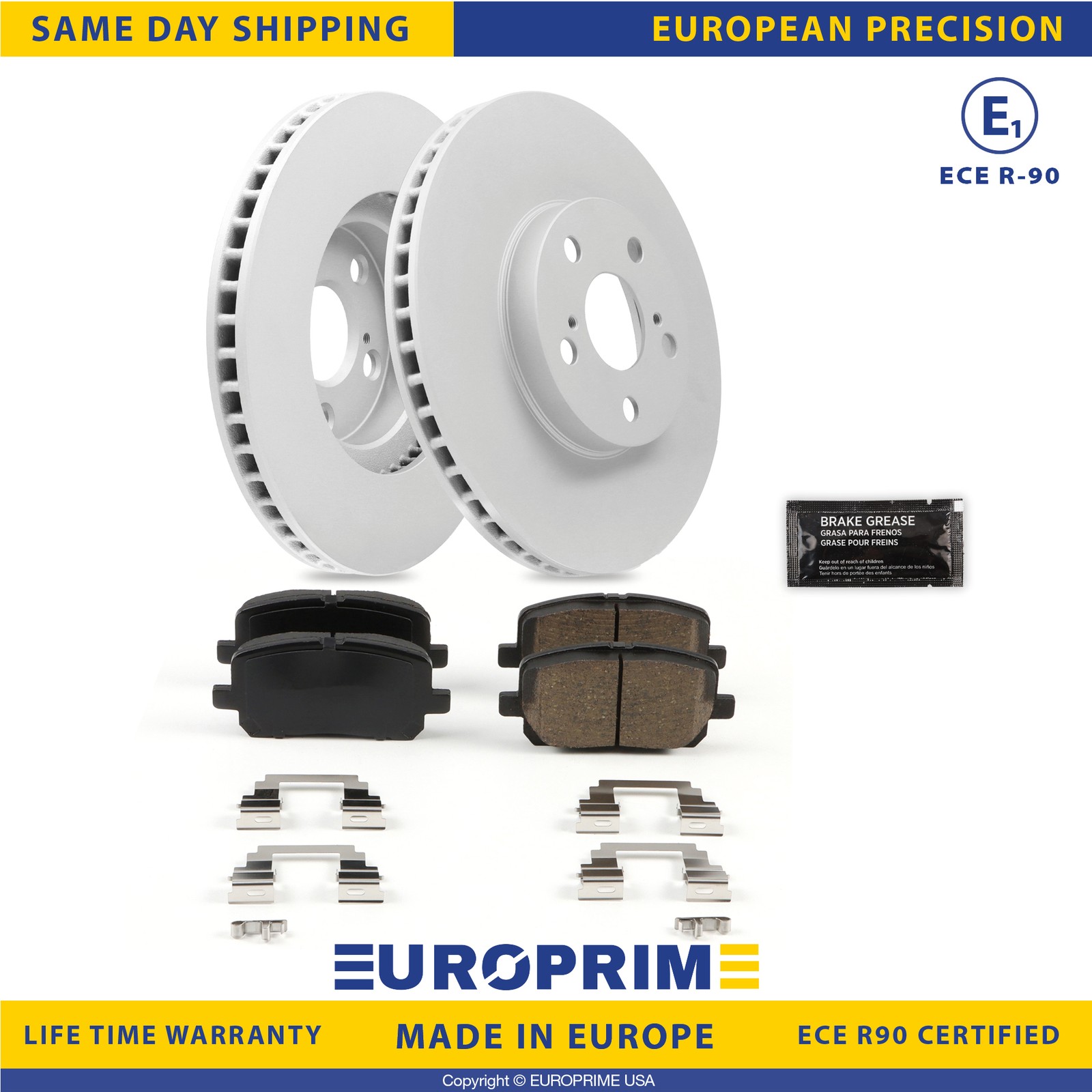 Front Brake Rotors & Brake Pads for 03-08 Pontiac Vibe Toyota Corolla Ceramic