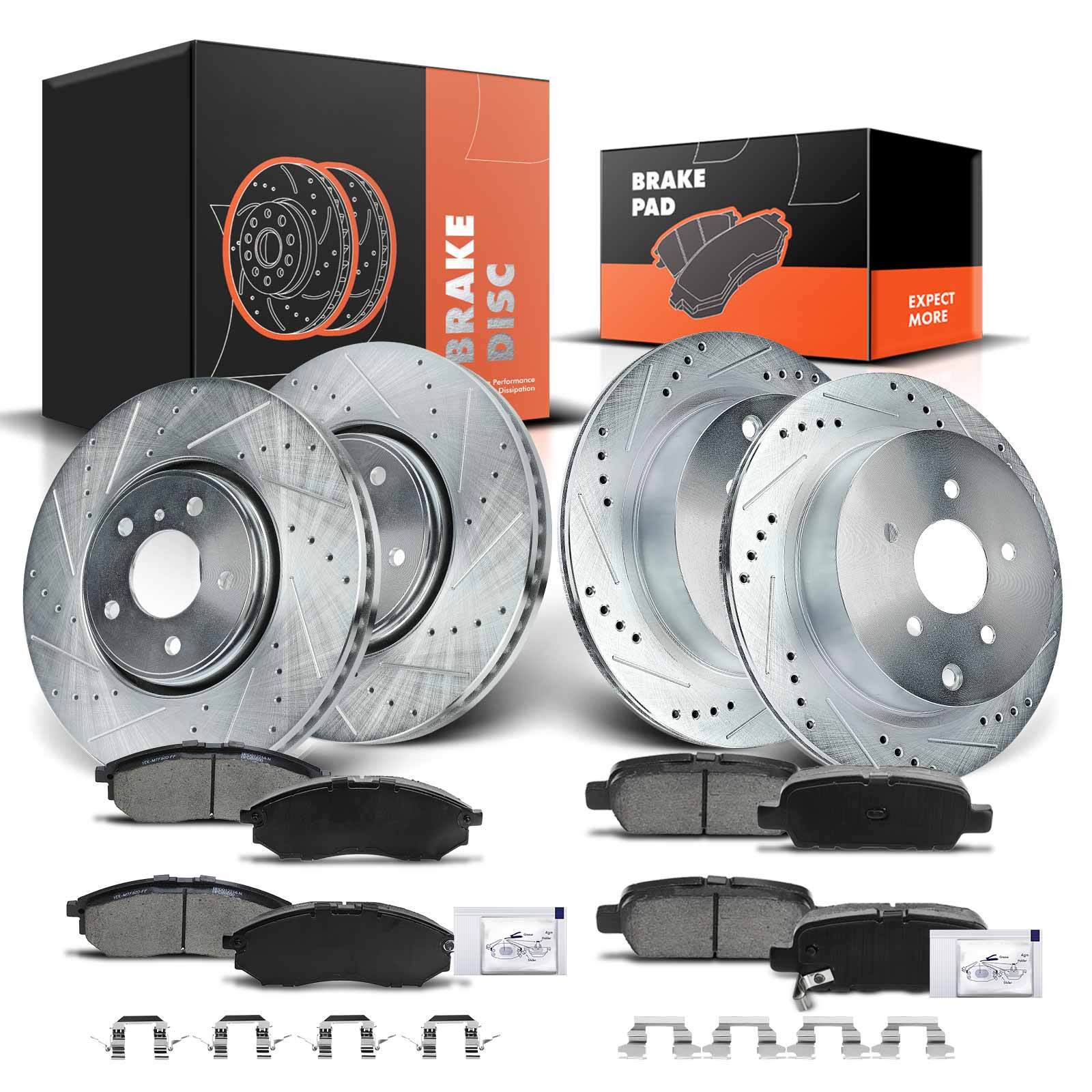 Front & Rear Drilled Rotors & Ceramic Brake Pad for INFINITI FX35 FX37 FX45 QX70