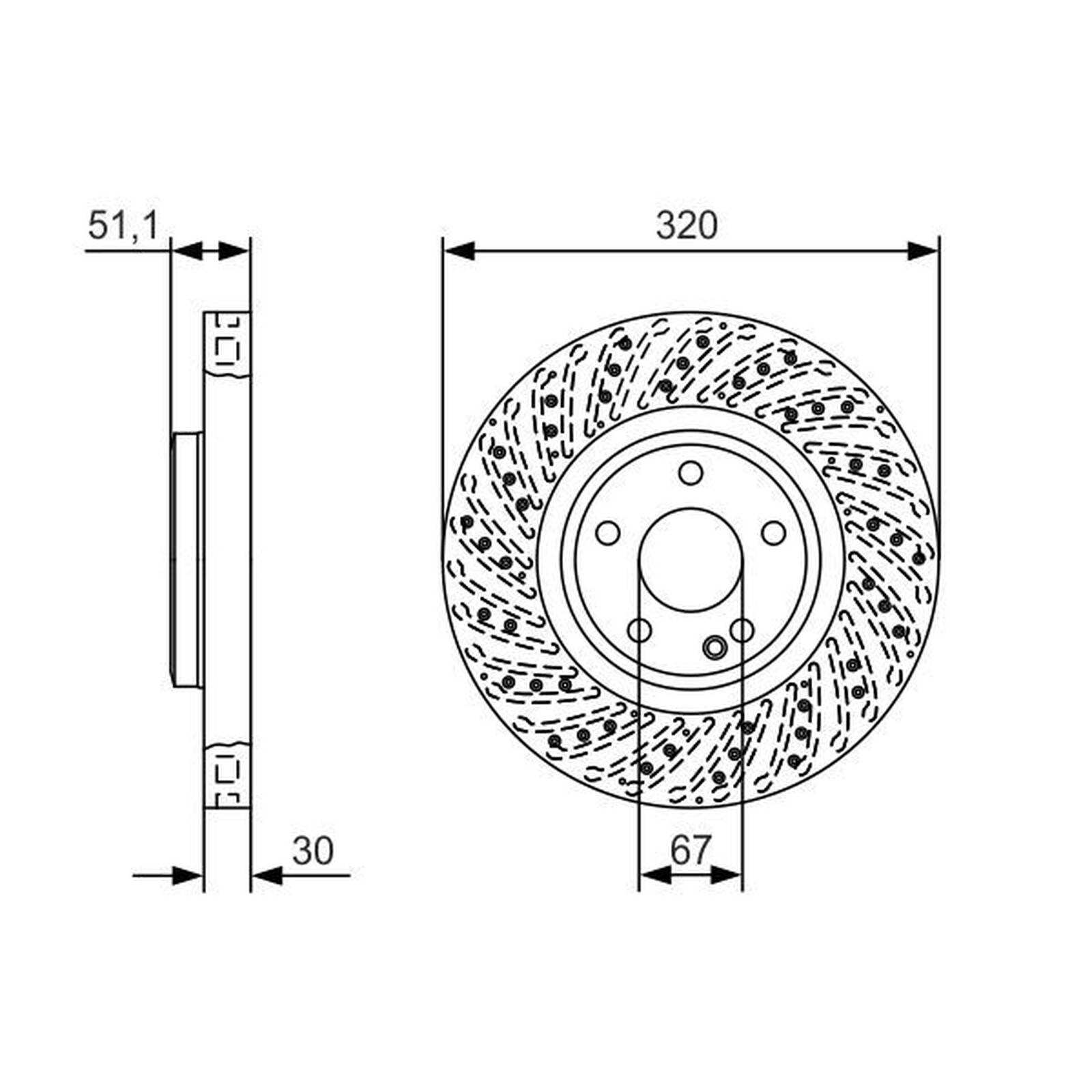 Bosch Front Brake Disc Rotor – Vented 0986479A60 OEM Quality for Mercedes-Benz