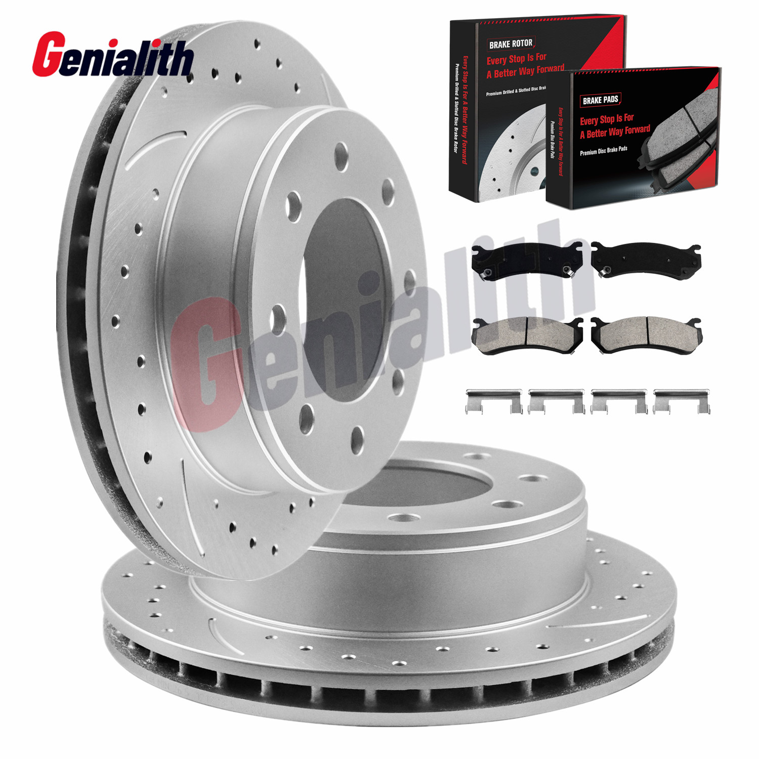 330mm Rear Drilled Disc Rotors Ceramic Brake Pads for Chevy Silverado 2500 HD V8