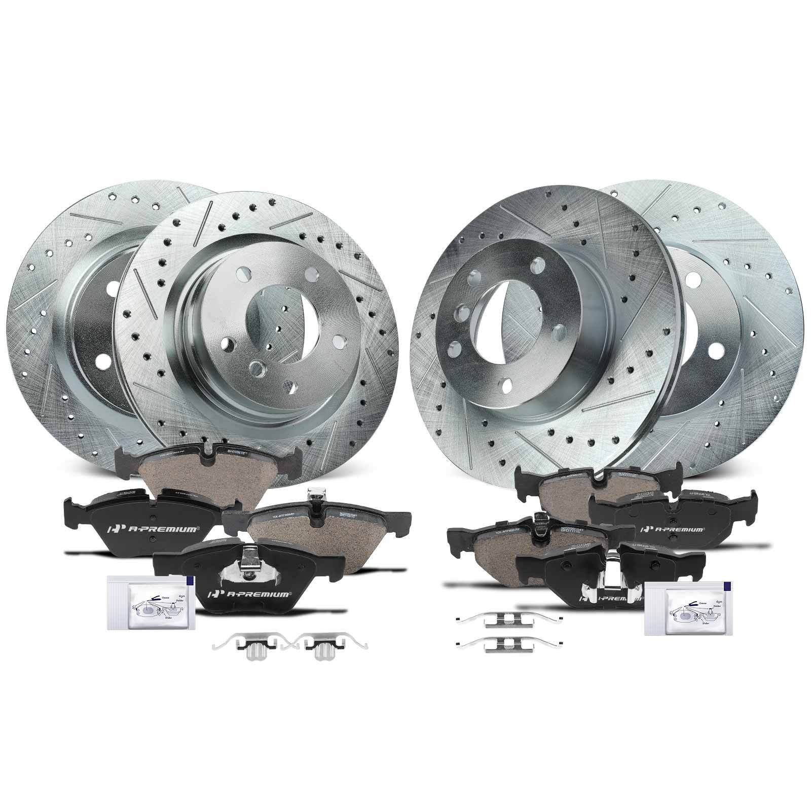 Drilled Brake Rotor & Ceramic Brake Pads Front & Rear for BMW E90 325i 2006 328i