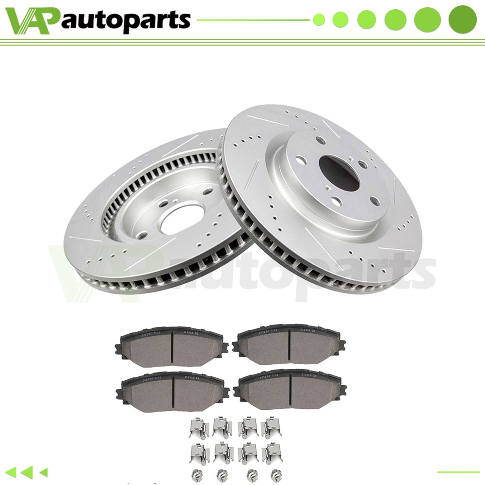 Front Brake Rotors Disc and Ceramic Pads For Vibe Scion tC iM Drilled Slotted