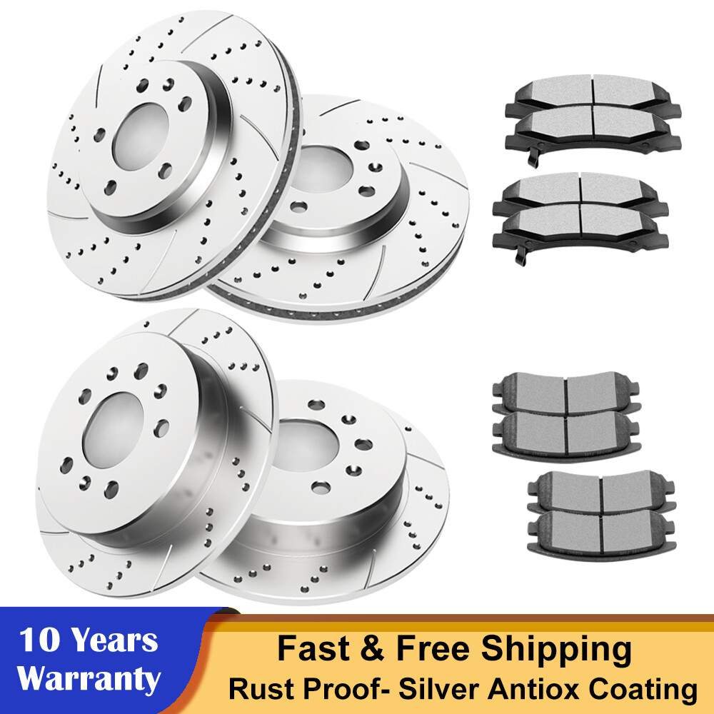 Front & Rear Brake Rotors + Brakes Pads for 2006 – 2010 Chevy Impala Monte Carlo