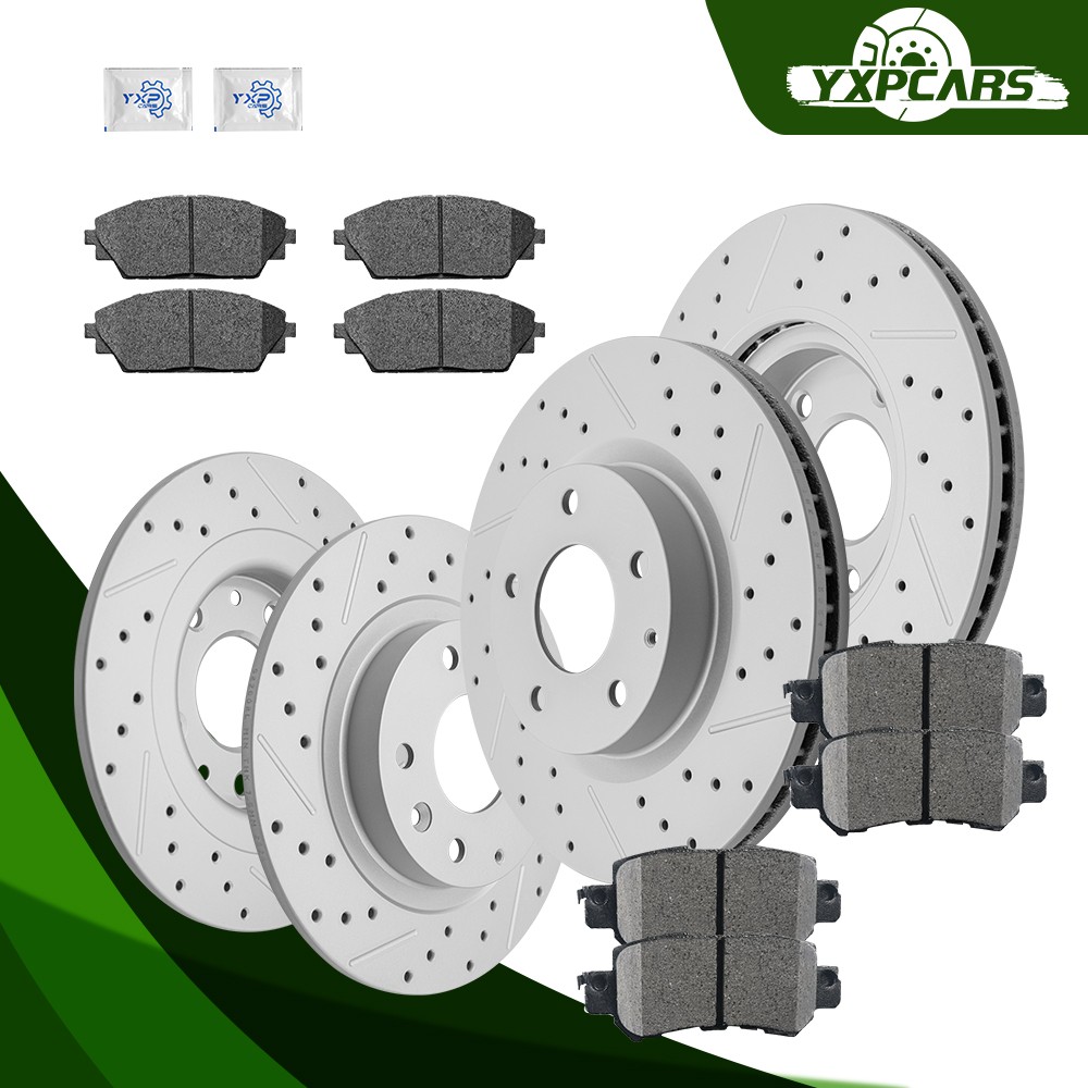 AWD Front Rear Disc Rotors Ceramic Brake Pads Kit for 2016 2017 2018 Mazda CX-3