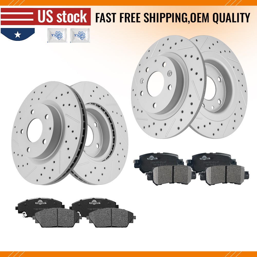Front Rear Brake Disc Rotors & Ceramic Pads for 2016 2017 2018 Mazda CX-3