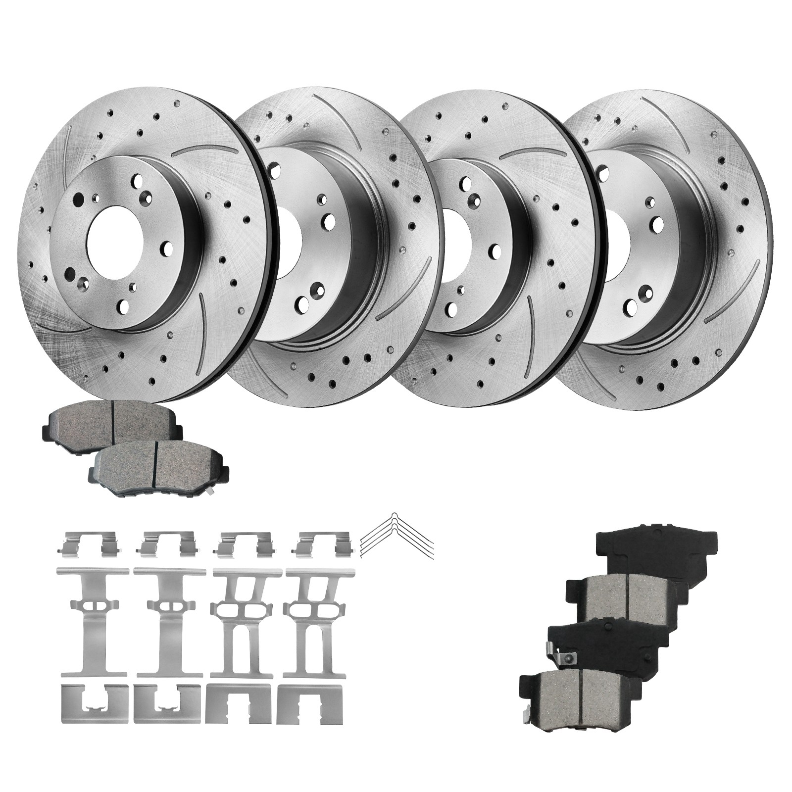 For 2003 – 2007 Honda Accord 2.4L Front Rear Disc Rotors Ceramic Brake Pads Kit