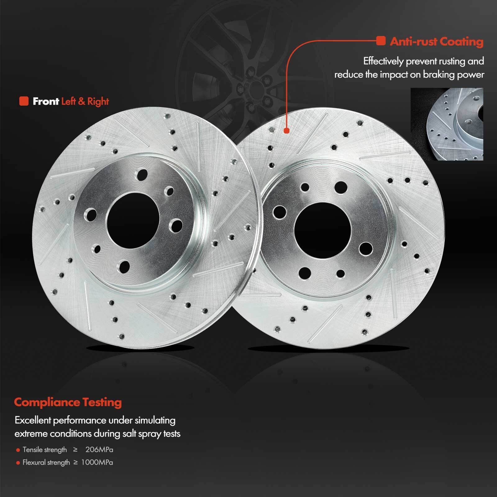 12pcs Front & Rear Left & Right Drilled Rotor & Brake Pad for Fiat 500 2012-2017