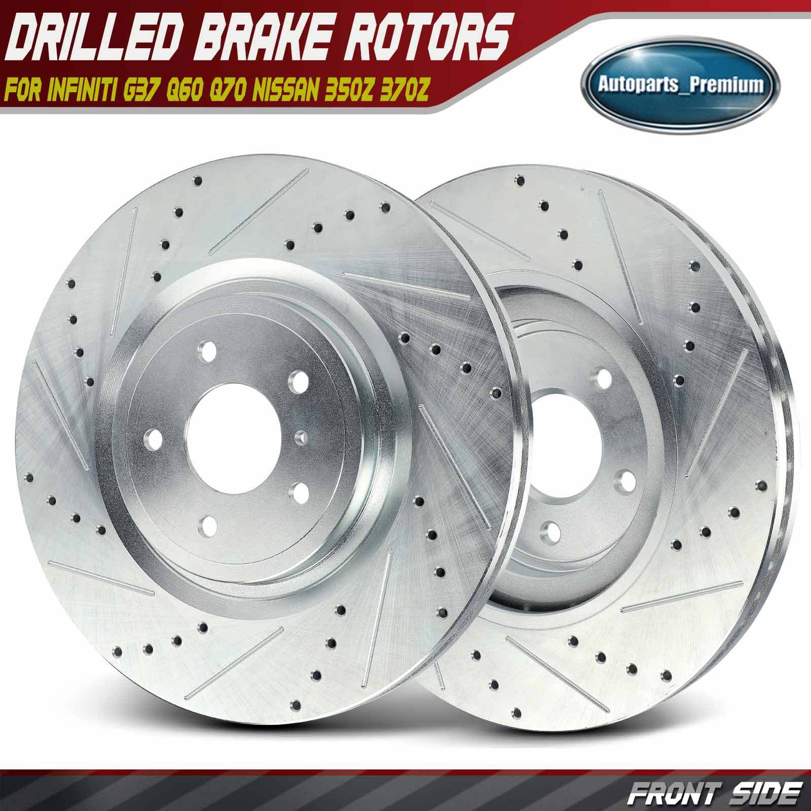 2Pcs 354.50 mm Front Drilled Brake Rotors for INFINITI G37 Q60 M37 Q50 Q70L QX70