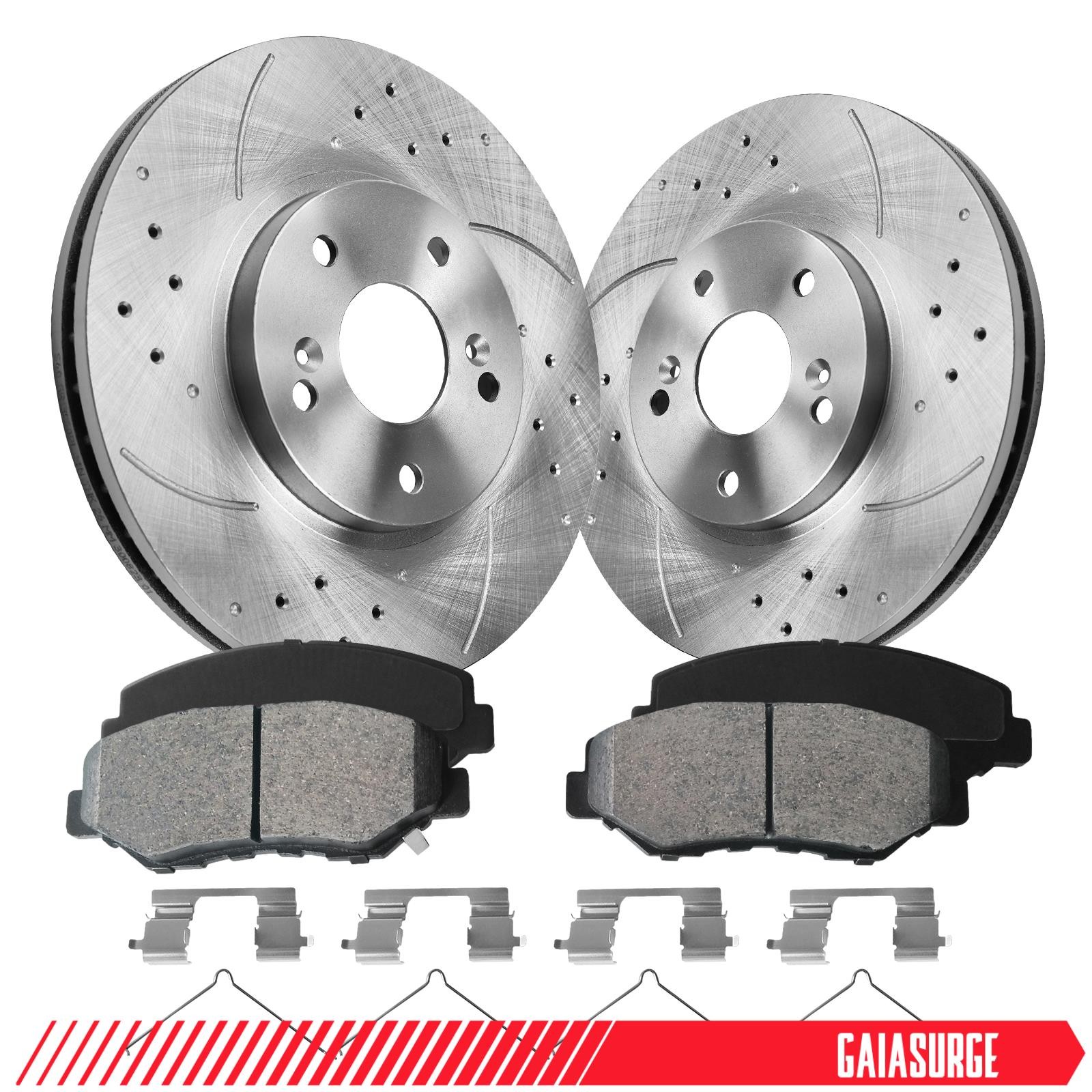 Front Brake Rotors + Ceramic Brake Pads Set For 2003-2008 Honda Pilot 3.5L