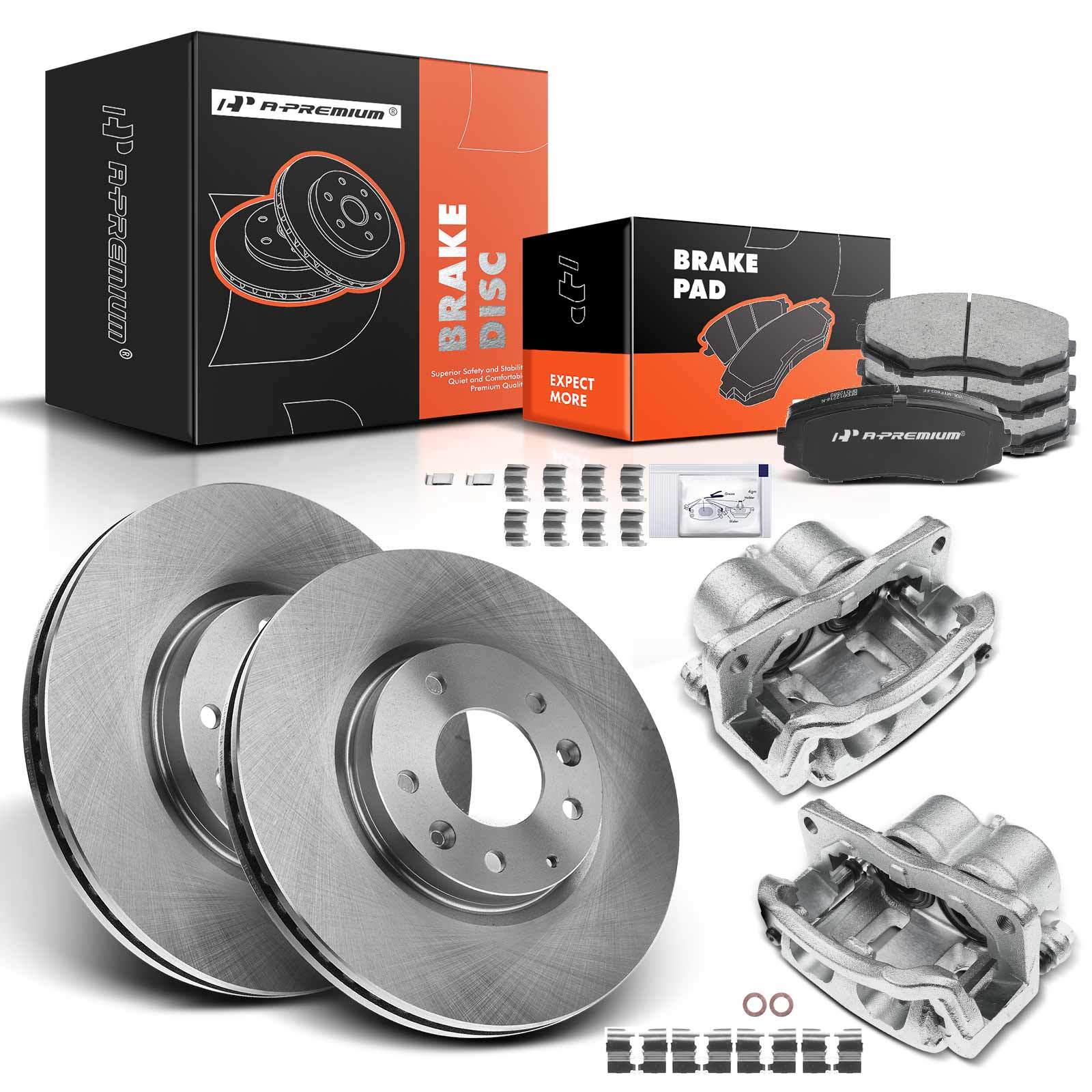 Front Disc Brake Rotor & Pad + Brake Caliper for Mazda CX-7 2007-2012 2.3L 2.5L