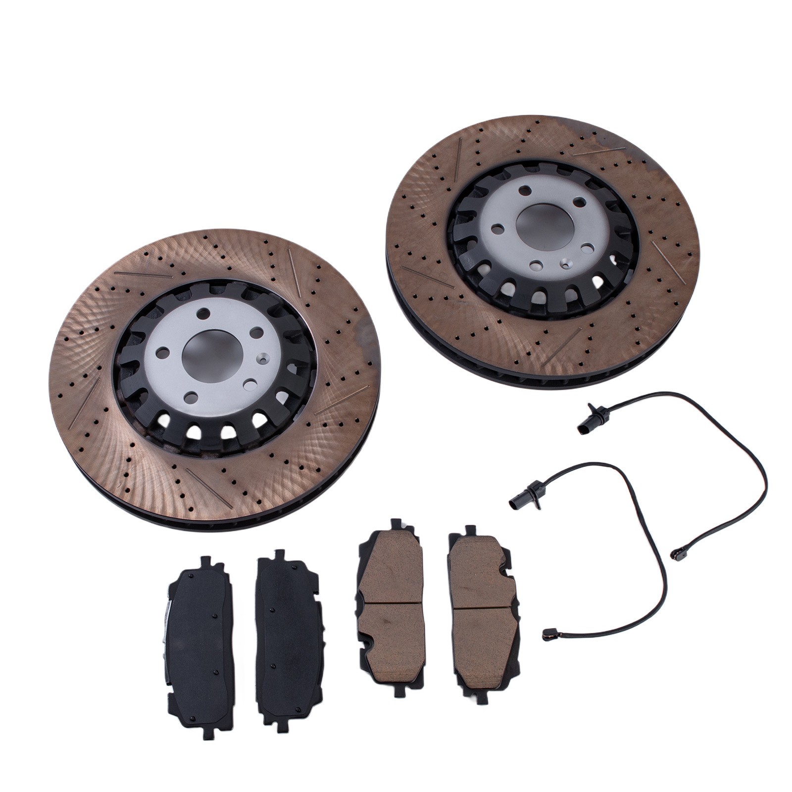 Front Brake Pads with Sensors and Disc Rotors set for 17-21 A6 A8 Q7 Q8 375mm