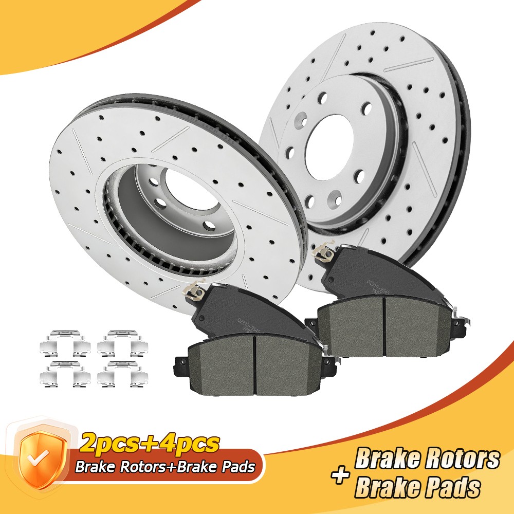 Front Brake Rotors & Ceramic Pads W/Clips for 20-24 Nissan Sentra 21-24 Kicks SR