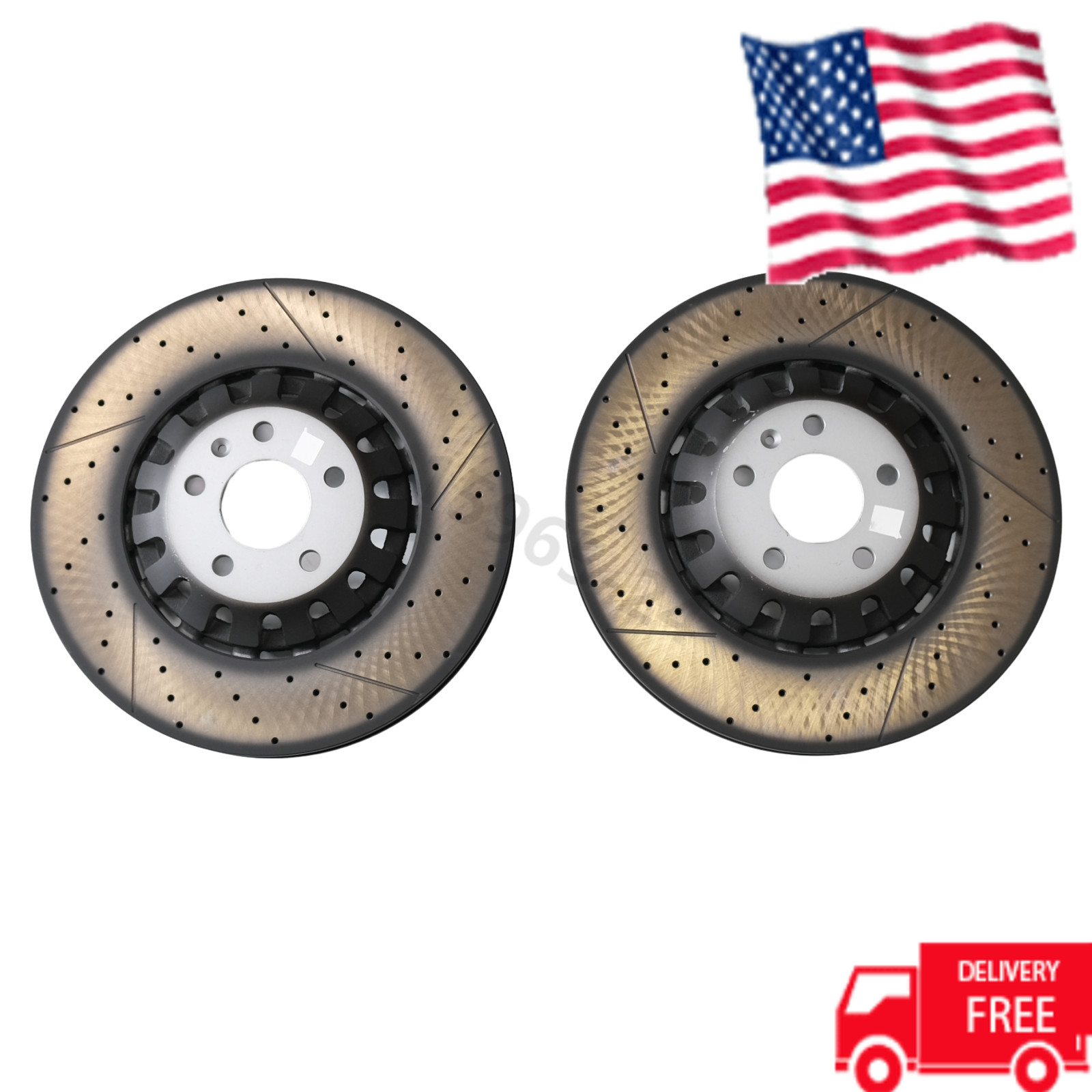 2 Front 375mm Vented Brake Disc Rotors Performance Set For A6 A8 Q Q7 Q8