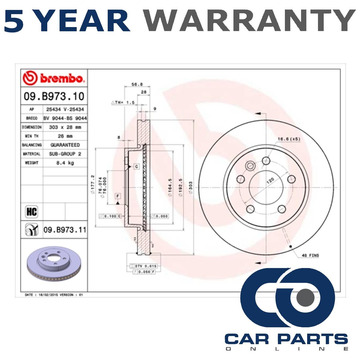 Brake Disc Front CPO Fits VW Amarok 2010- 2.0 TDi 3.0 #1 2H0615301A
