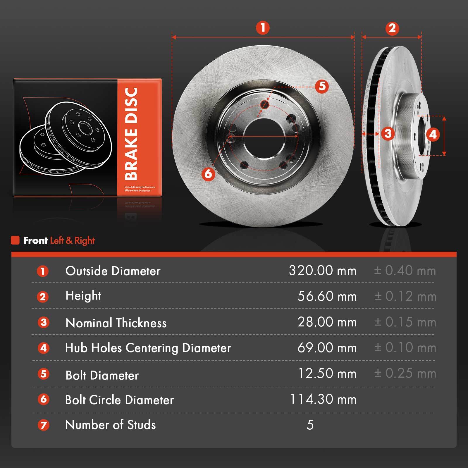 Front Left & Right Side Disc Brake Rotors for Hyundai Genesis 2009-2011 V6 3.8L
