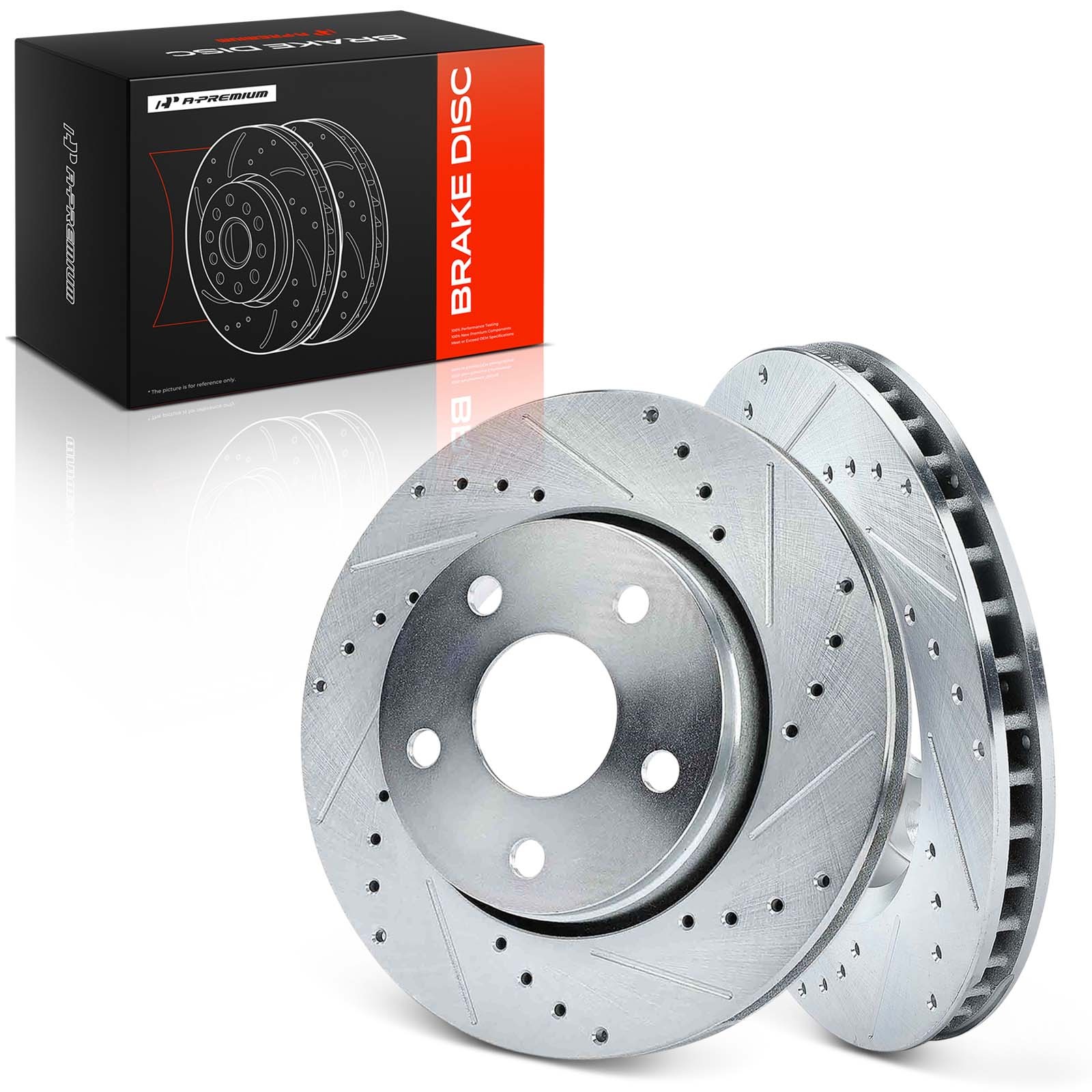 A-Premium Front Drilled Rotors for Jeep Wrangler 2007-2017 Wrangler JK 2018 3.6L