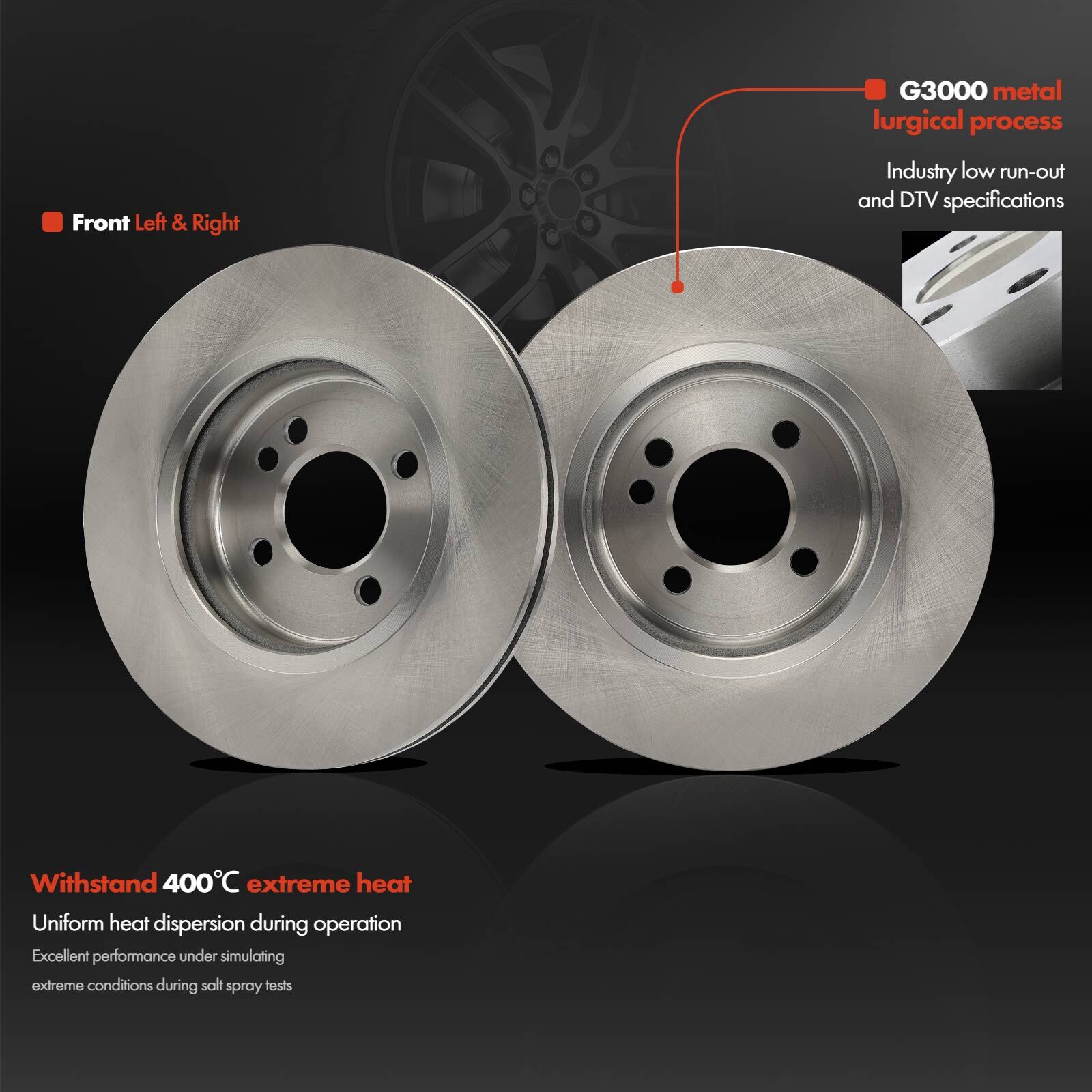 2Pcs Front Driver & Passenger Side Disc Brake Rotors for Mini Cooper 2002-2006