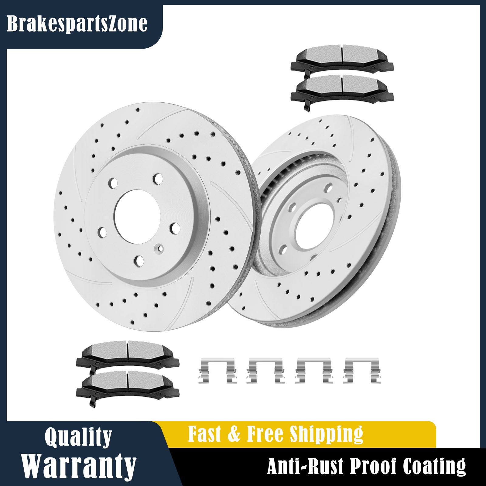 Front Brake Rotor Pads for Chevrolet Impala Buick Lucerne 06-11 Drilled Brakes