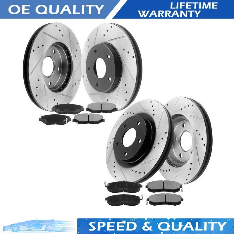 For Jeep Grand Cherokee Dodge Durango Front Rear Disc Rotors Ceramic Brake Pads