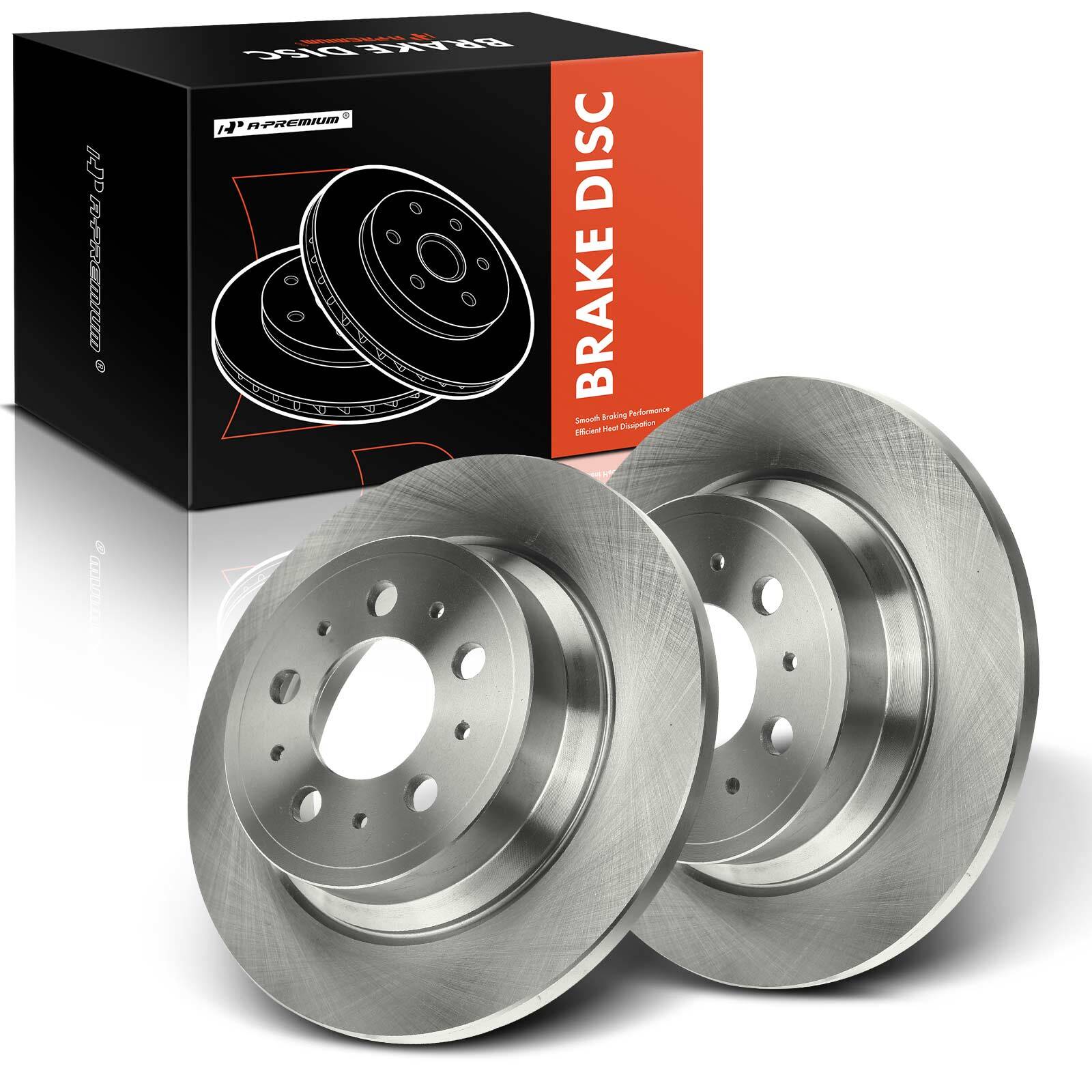 A-Premium Rear Disc Brake Rotors for Volvo S60 01-09 S80 99-06 V70 01-04 XC70