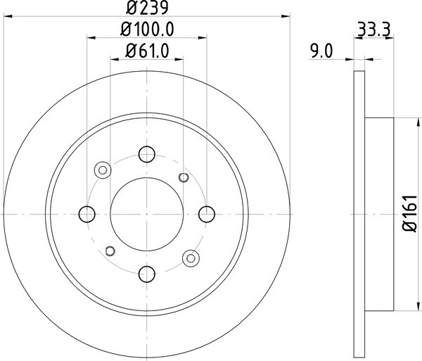 DON 239mm Rear Brake Disc Set Fits Honda Jazz PCD12612