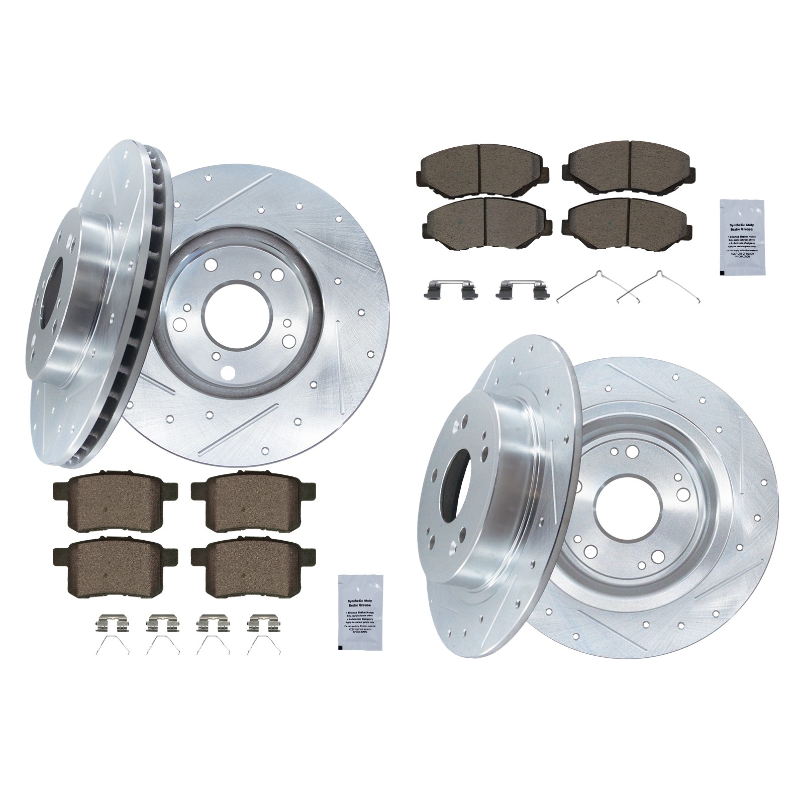 11. 10″ Front Rear Drilled Rotors Brake Pads Kit for 2008-2012 Honda Accord 2.4L