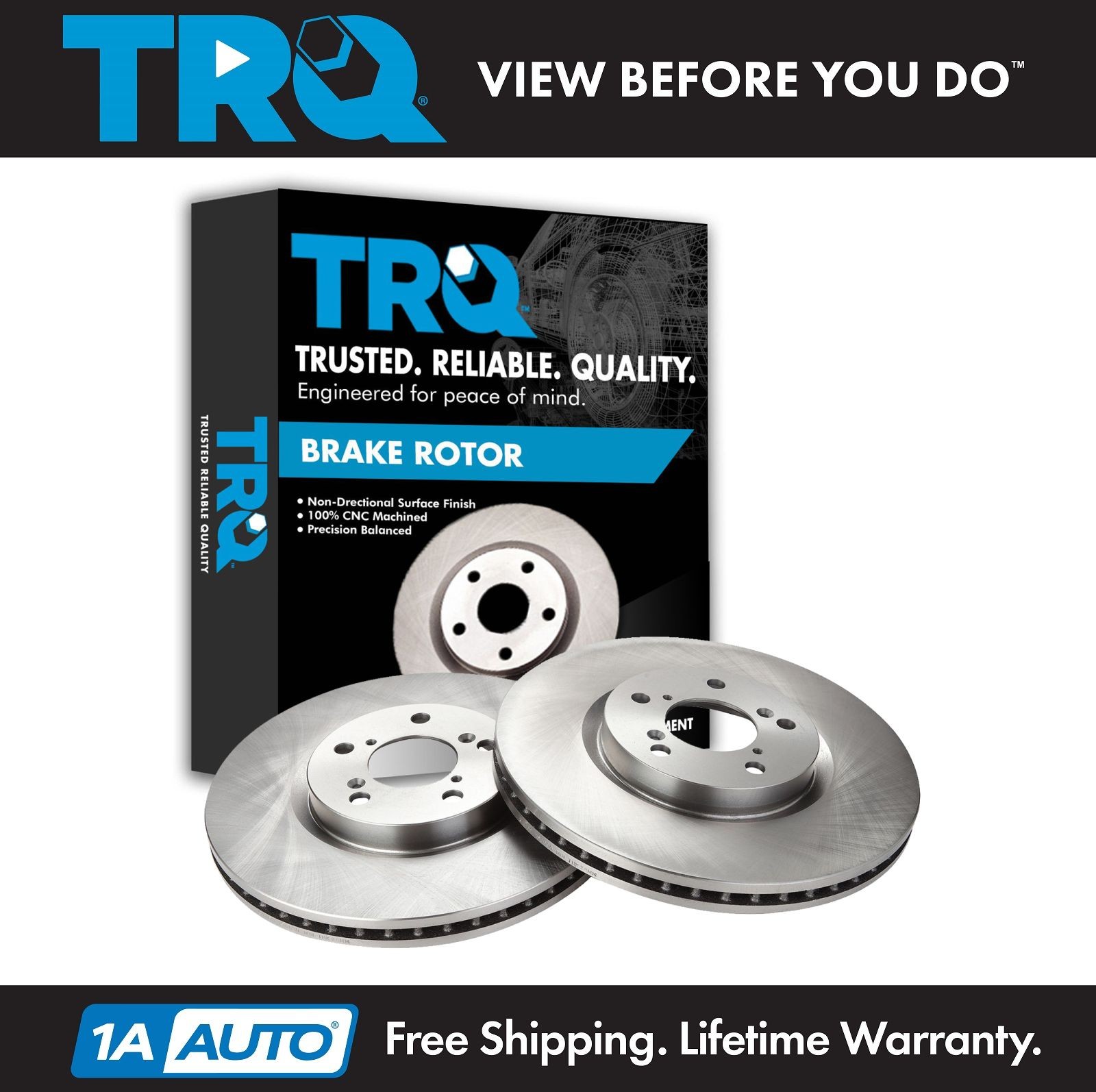 TRQ Brake Rotor Driver & Passenger Front Pair for Acura MDX ZDX Honda Pilot