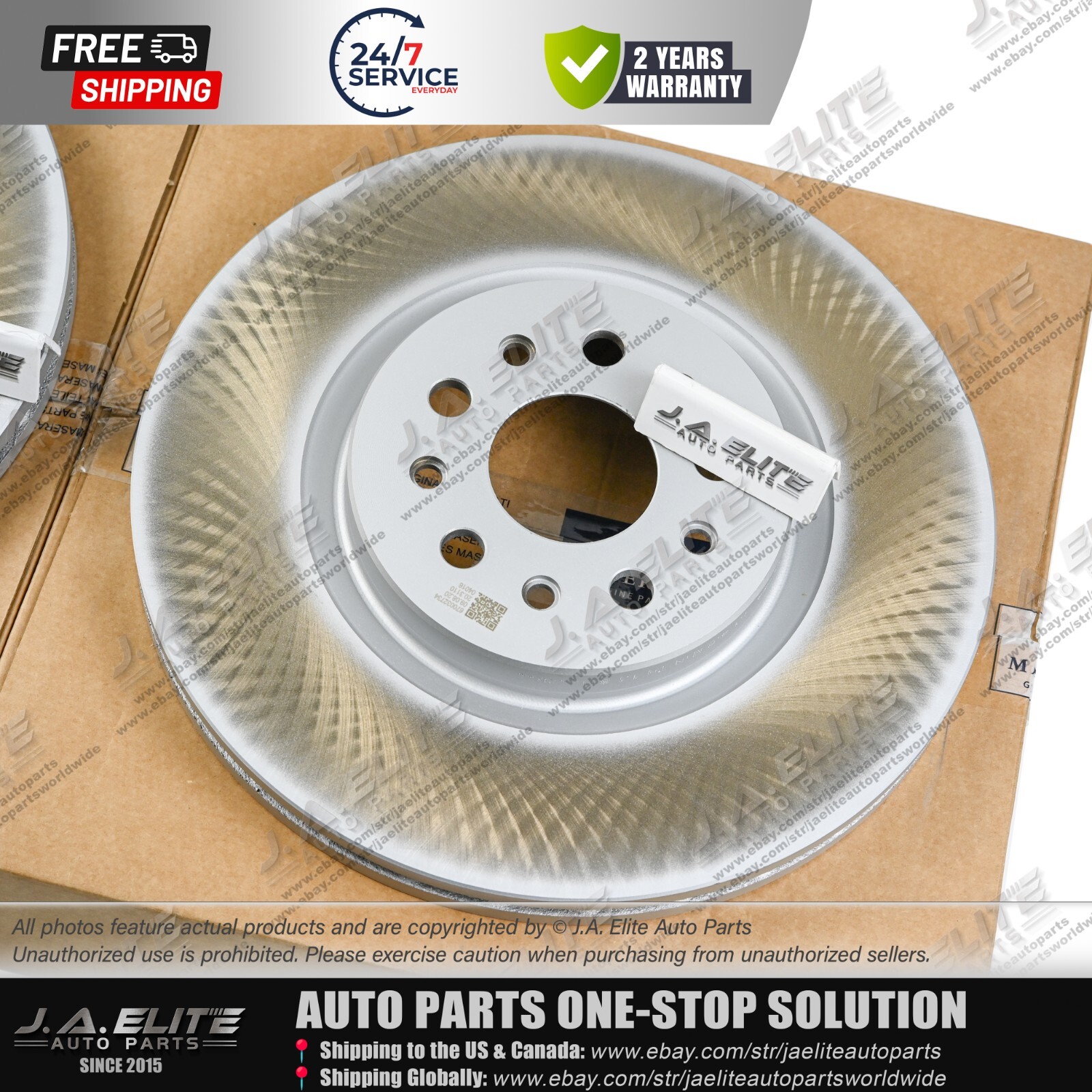 2pcs Front Brake Rotor Without Holes fit Maserati Ghibli Quattroporte, 670032734