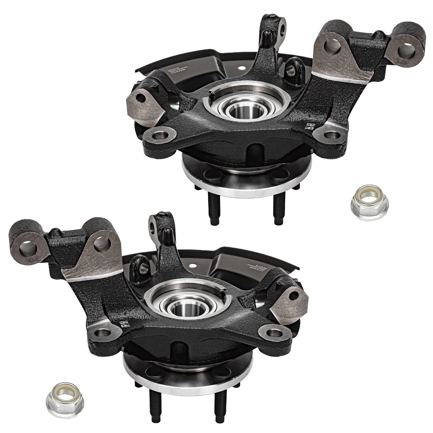 Front Steering Knuckles Hub Bearings Rotors Brake Pads for 2011-2014 Ford Edge