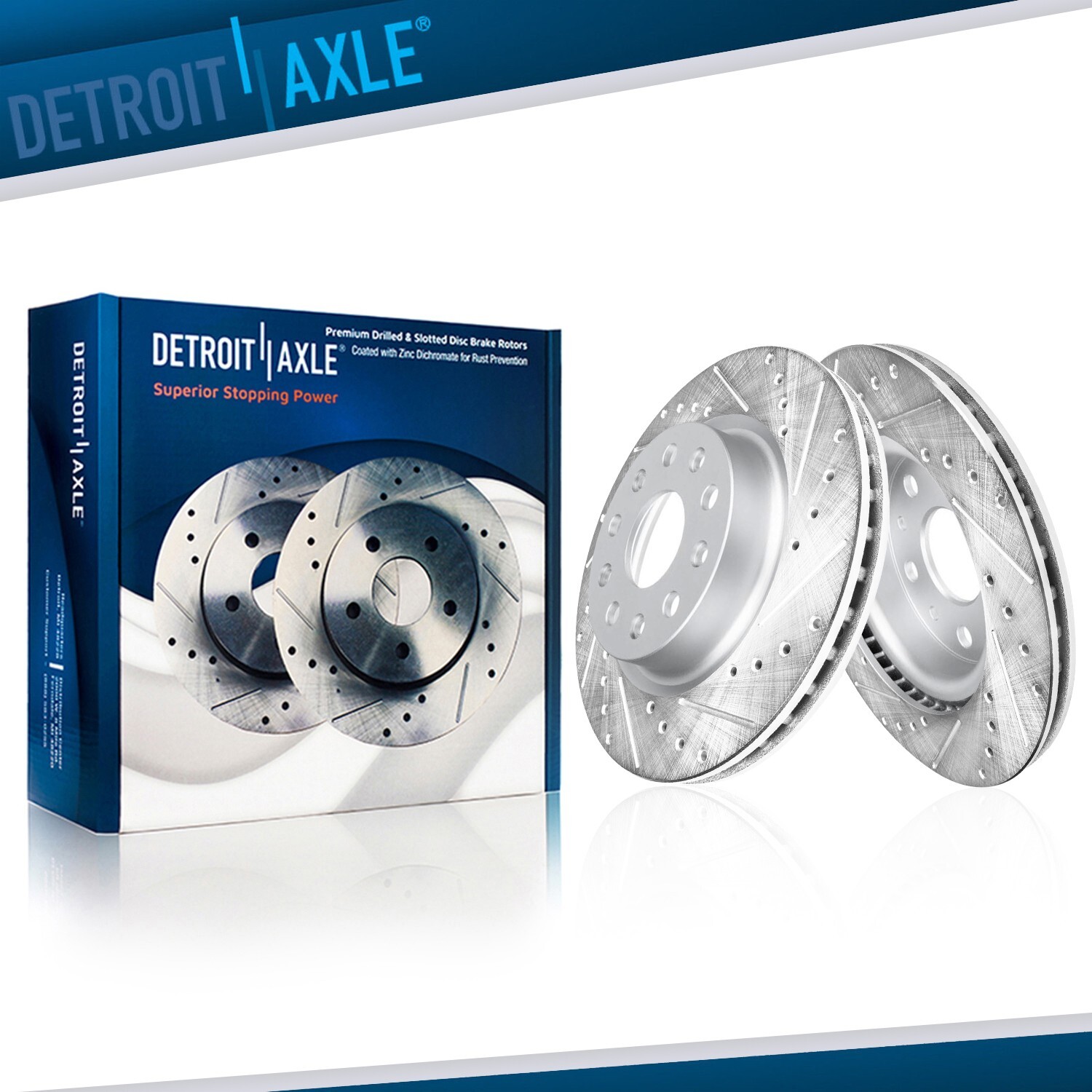 Pair Front Drilled and Slotted Disc Brake Rotors for 2018 – 2023 Jeep Wrangler
