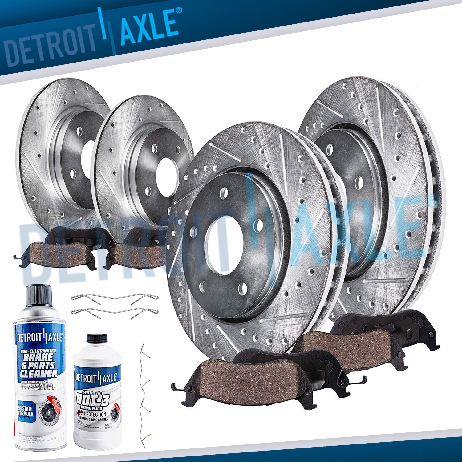 305mm Front 288mm Rear Drilled Rotors Ceramic Brake Pads for Volvo S80 V70 S60