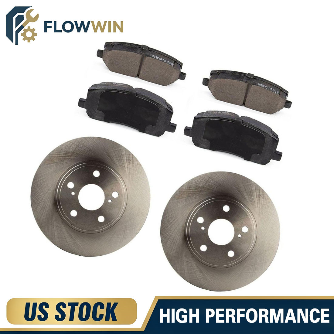 Front Brake Rotors Ceramic Brake Pads for 2001-2007 Toyota Highlander