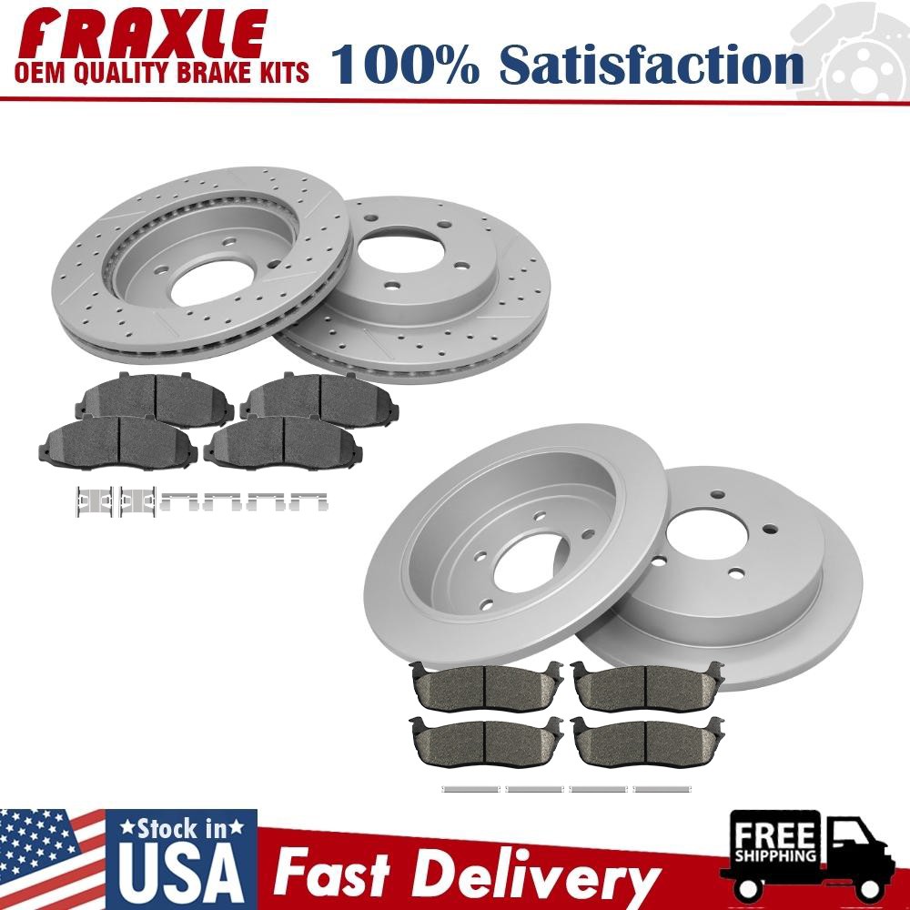 308mm Front 334mm Rear Disc Rotors + Ceramic Brake Pads For Ford F-150 2000-2003