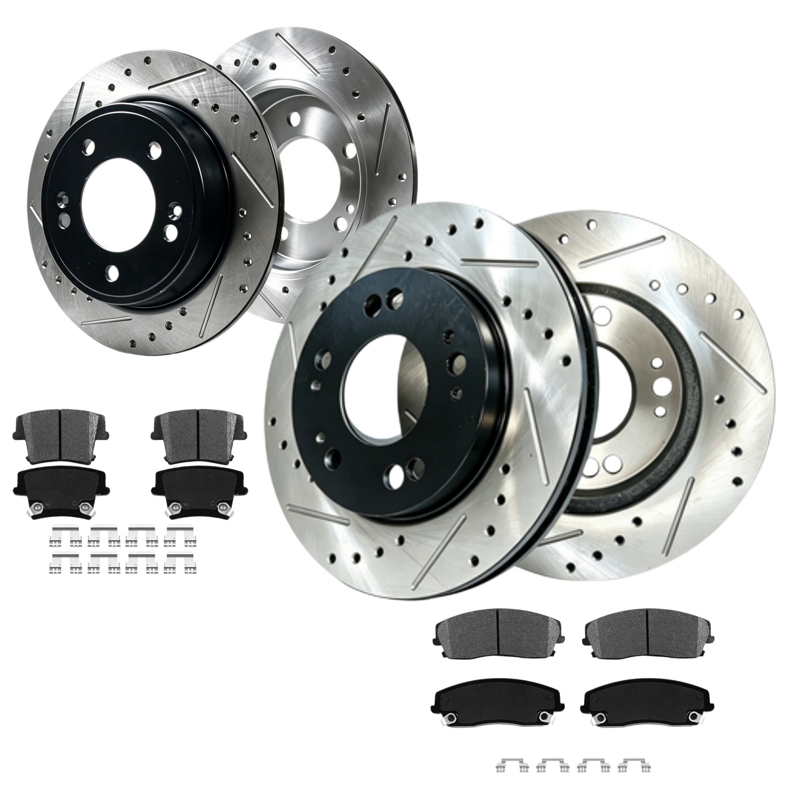 Front Rear Drilled Rotor Brake Pad for Chrysler 300 Dodge Challenger 2017 – 2020