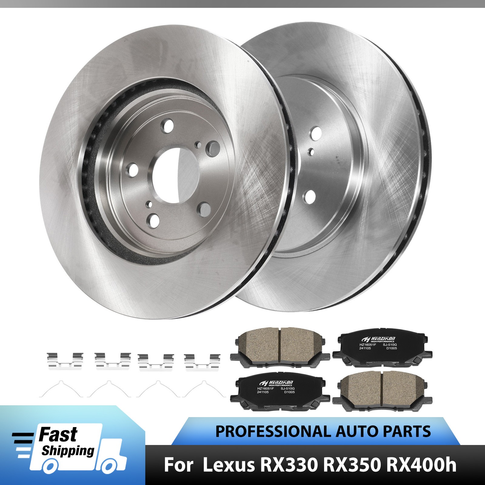 12.56 Inch Front Disc Rotors Brake Pads for for 2006-2007 Toyota Highlander 3.3L
