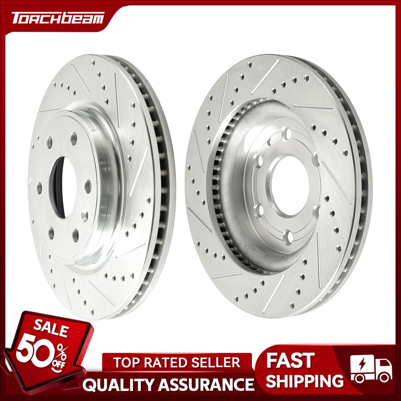 2x Front Drilled & Slotted Brake Rotors For Buick Enclave 2008-2017 12166069