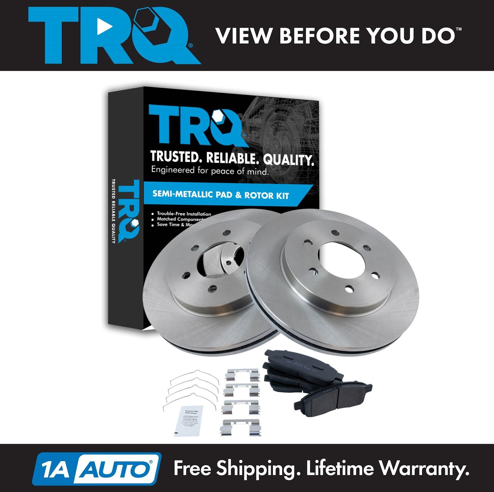 TRQ Front Brake Pad & Rotor Kit Semi-Metallic For 04-08 F-150 06-08 Mark LT