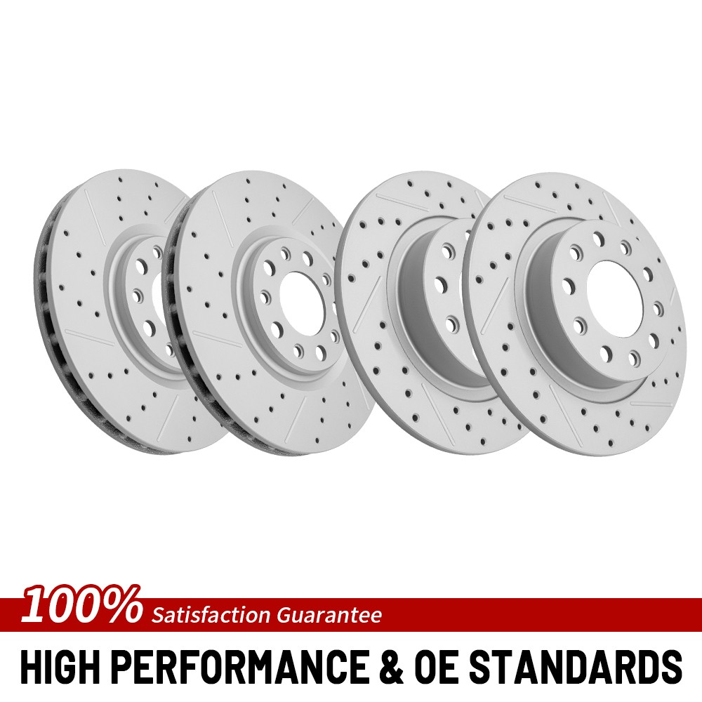 12.00′ Front 10.39″ Rear Drilled Brake Rotors For 2013 2014 2015 2016 Dodge Dart