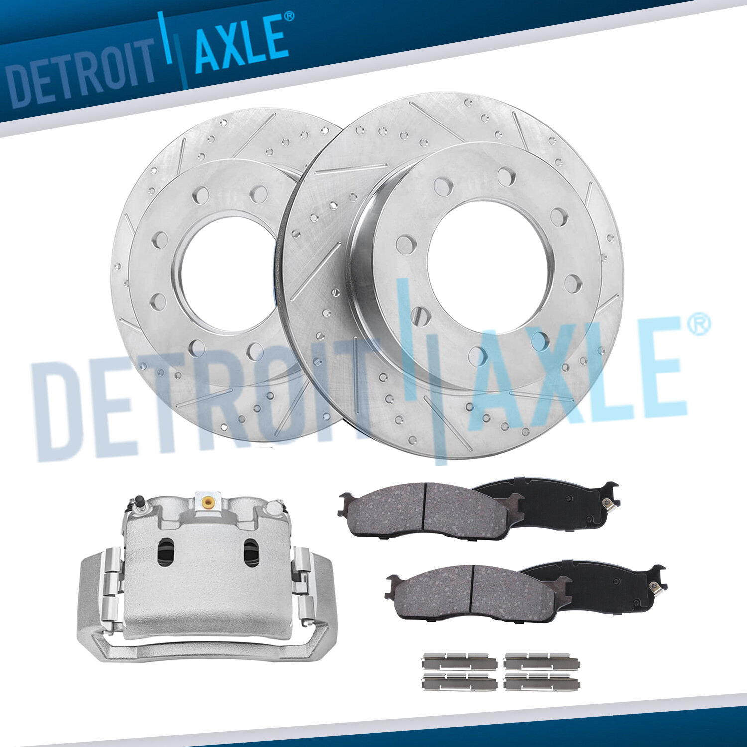353mm Front Drilled Rotors Left Caliper Brake Pads for Dodge Ram 1500 2500 3500