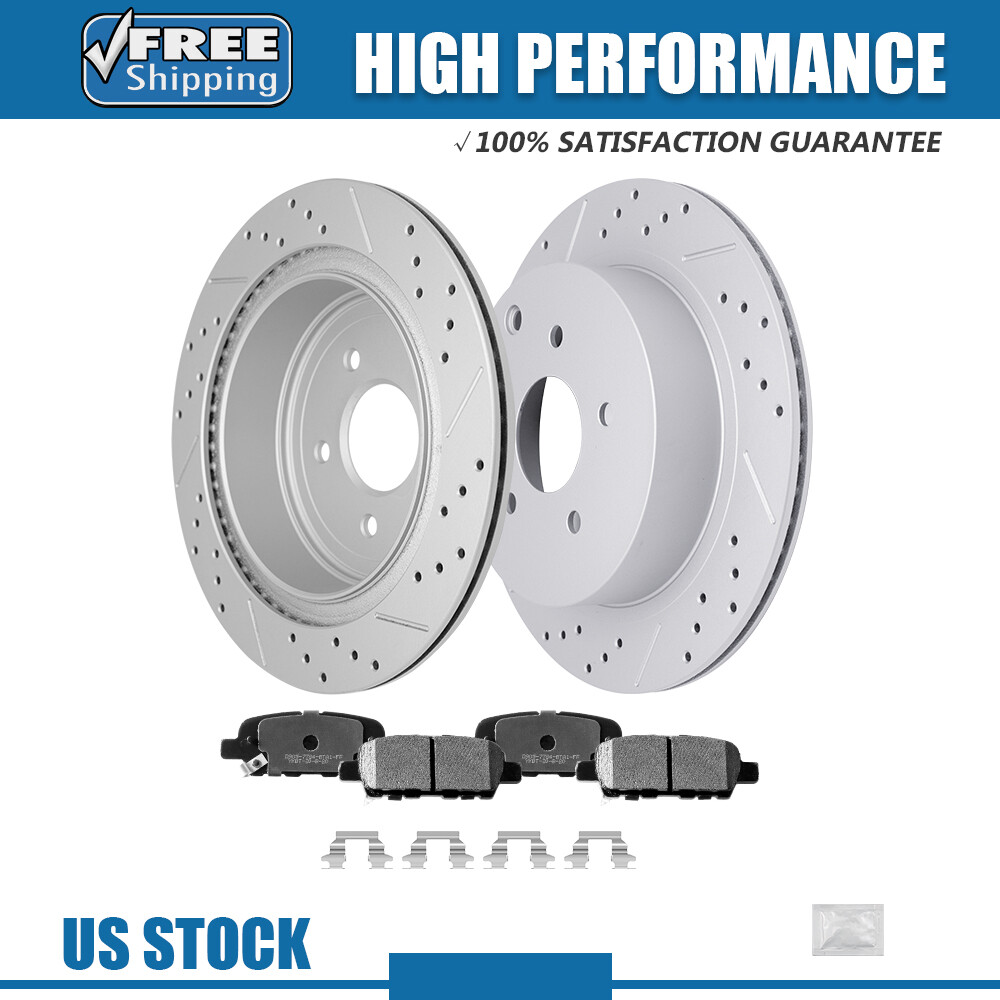 Rear Drilled Rotors + Ceramic Brake Pads for Infiniti QX60 Nissan Murano Quest