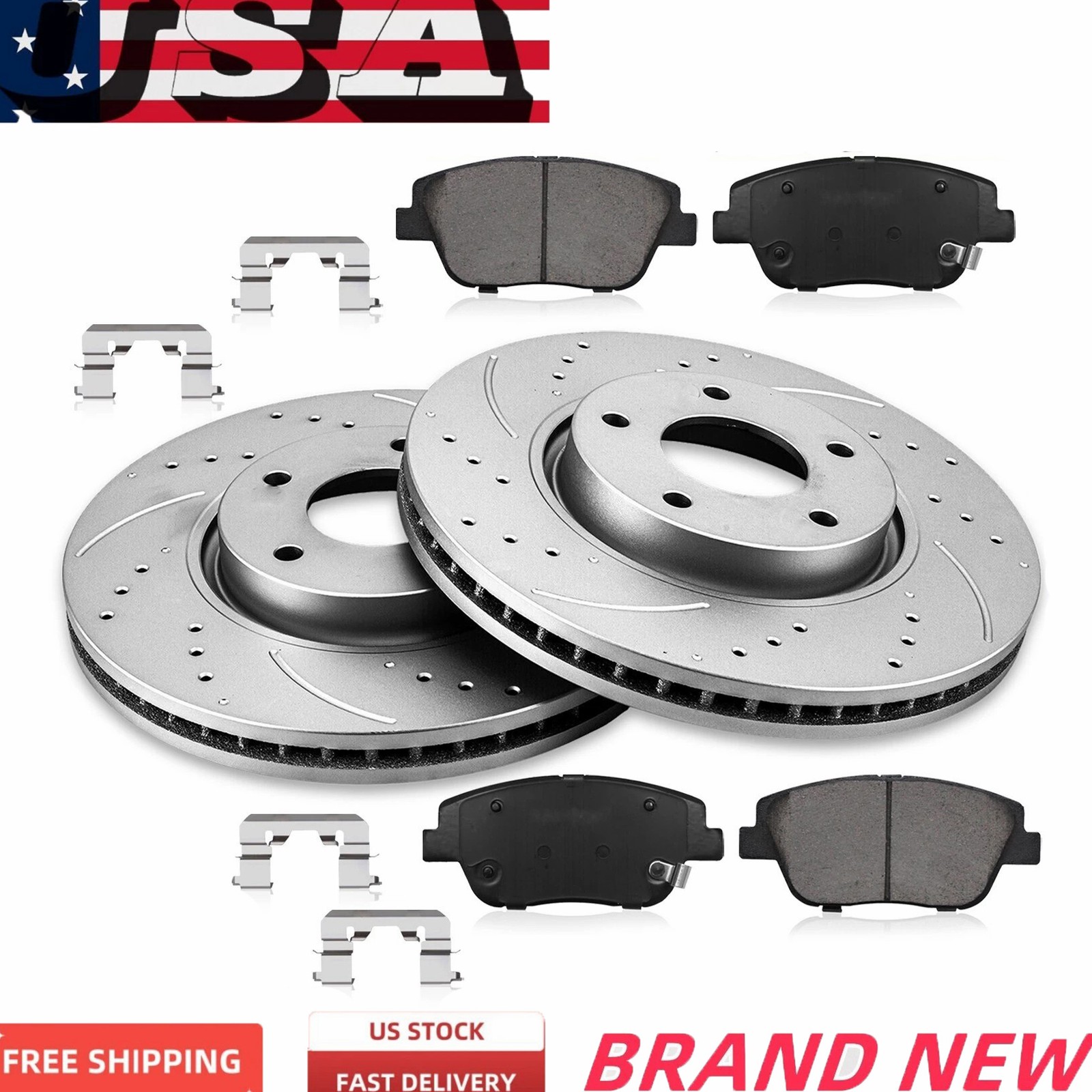 262mm Rear Drilled Rotors + Ceramic Brake Pads for Jeep Compass Patriot Sebring