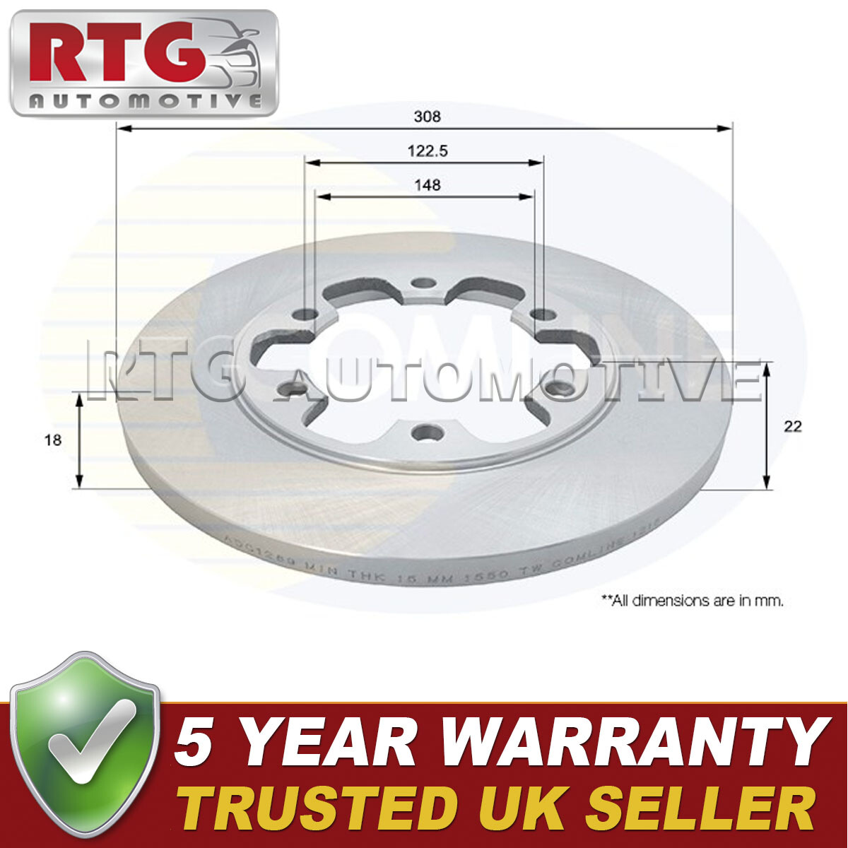 Rear Brake Disc Fits Ford Transit 2013- 2.0 D 2.2 dCi #2 BK312A315BD 1815600