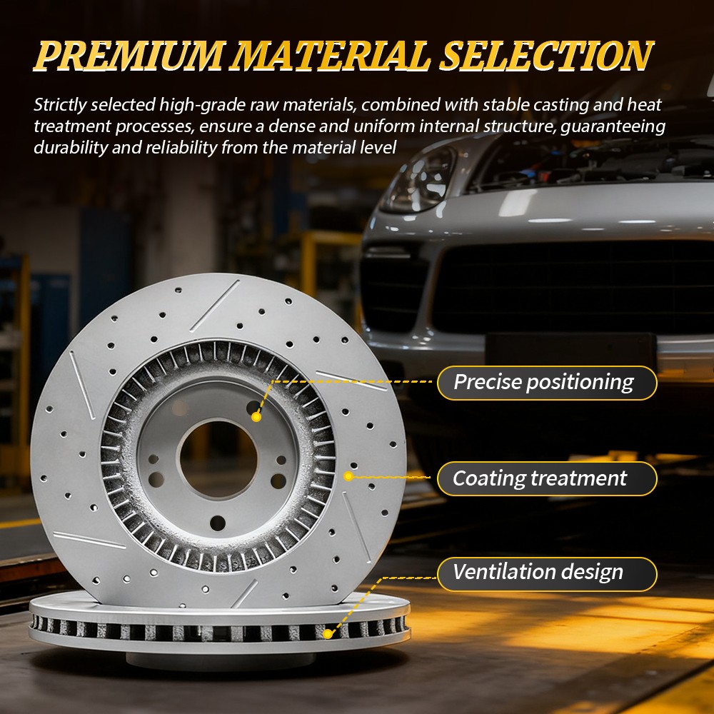 280mm Front & 260mm Rear Drilled Disc Brake Rotors For 2020-2025 Nissan Sentra